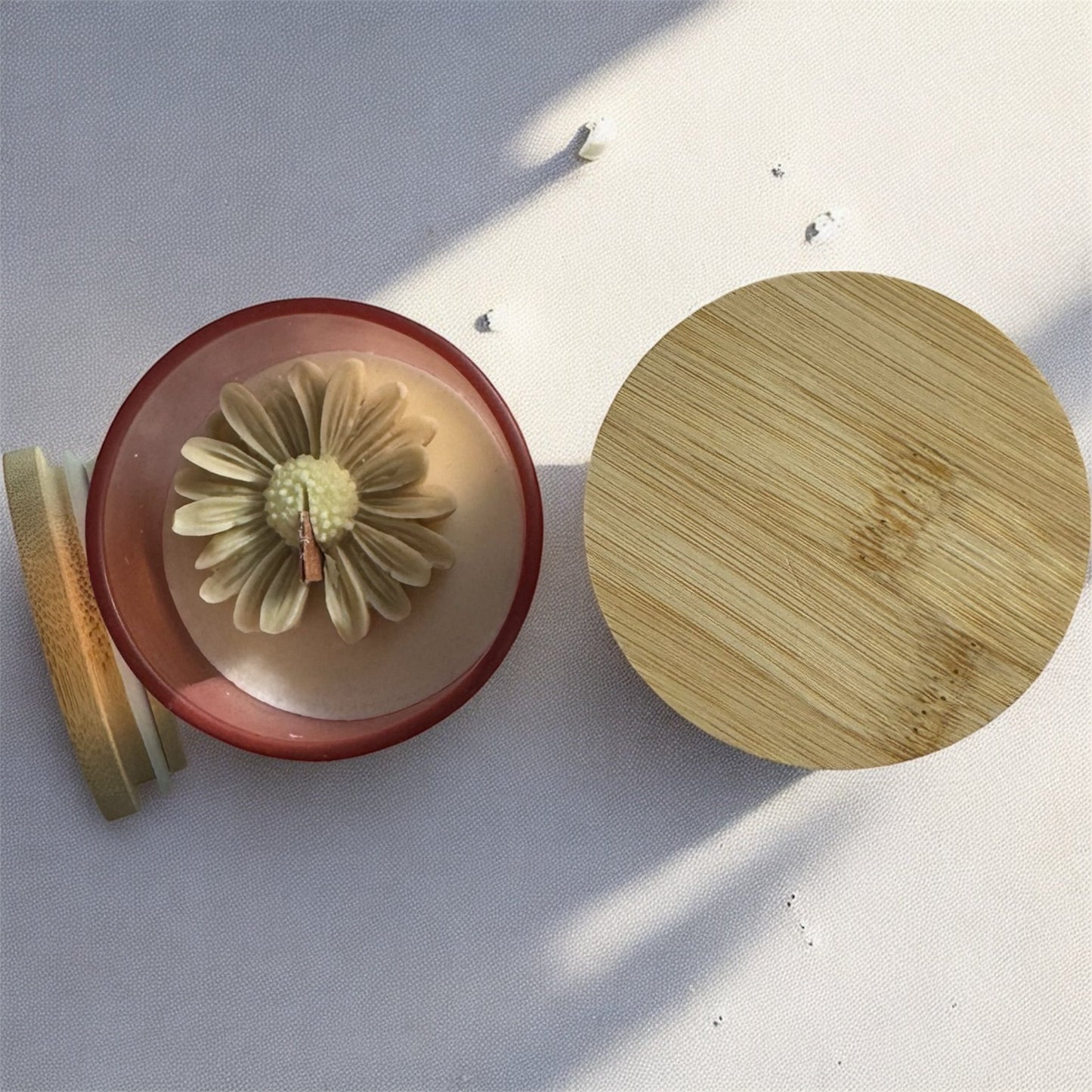 8 oz Soy Wax Candle in a Frosted Pink Jar with Bamboo Lid - Candles Co.