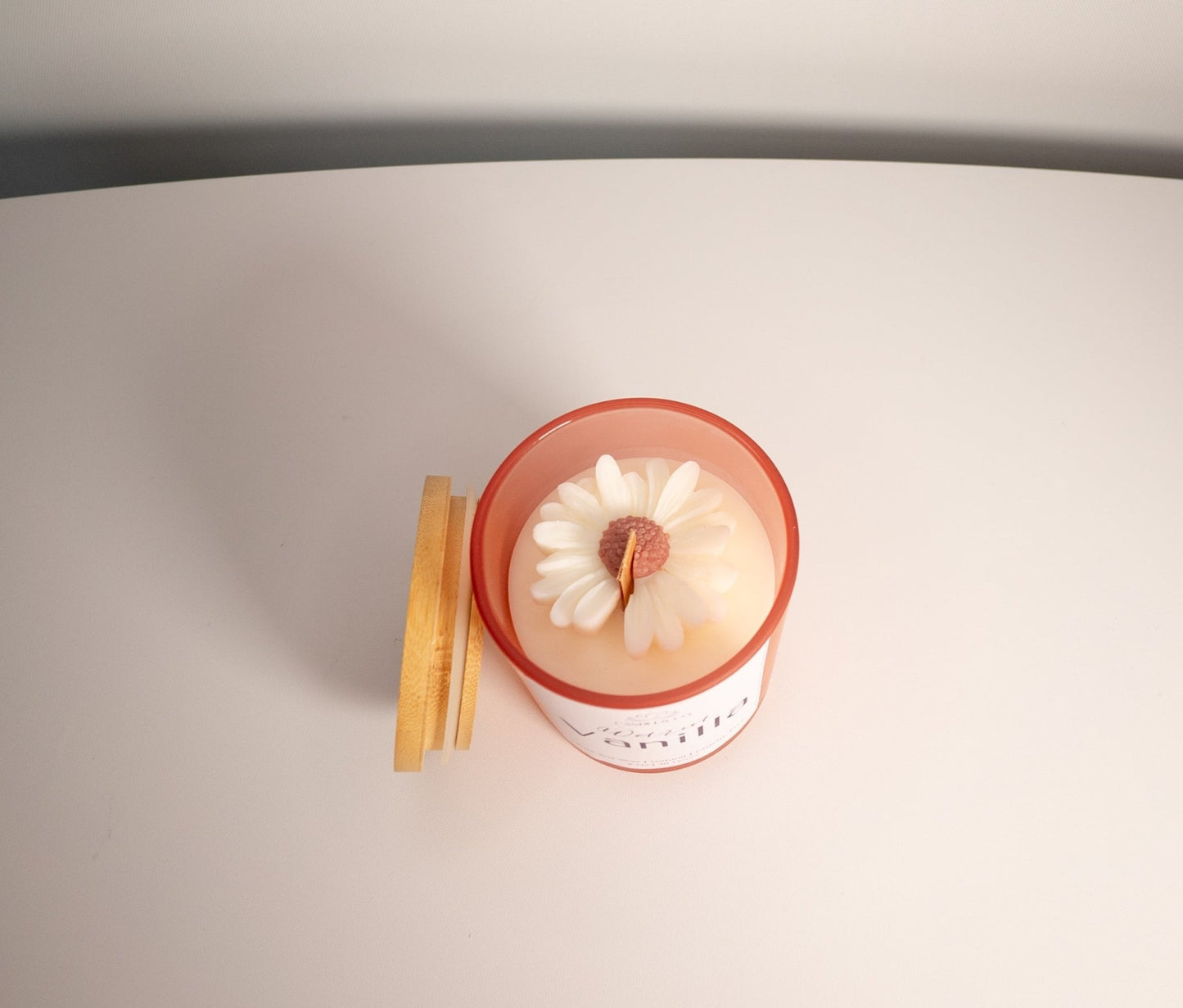 8 oz Soy Wax Candle in a Frosted Pink Jar with Bamboo Lid - Candles Co.