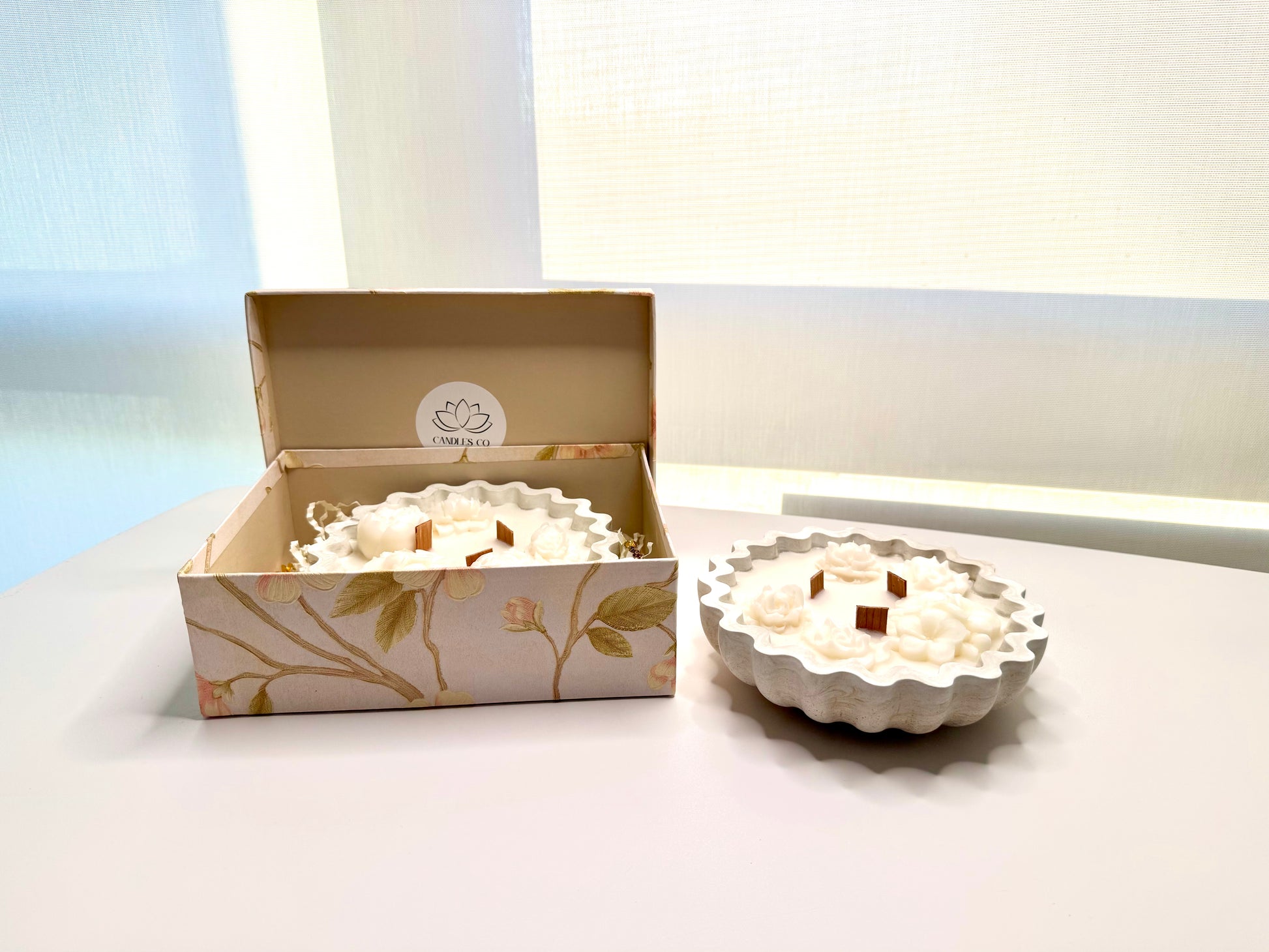 Alabaster Bloom – Handcrafted Luxe Floral Soy Candle Bowl Candle - Candles Co.