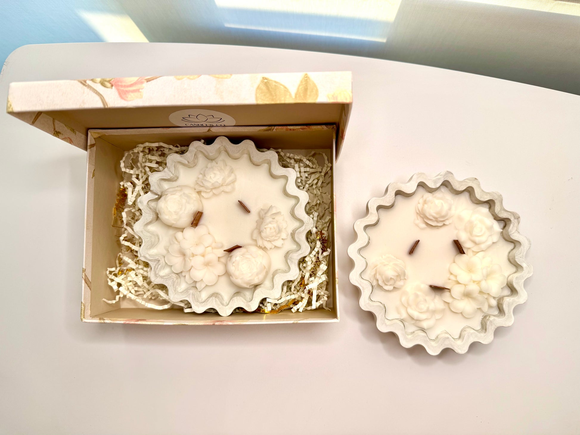 Alabaster Bloom – Handcrafted Luxe Floral Soy Candle Bowl Candle - Candles Co.