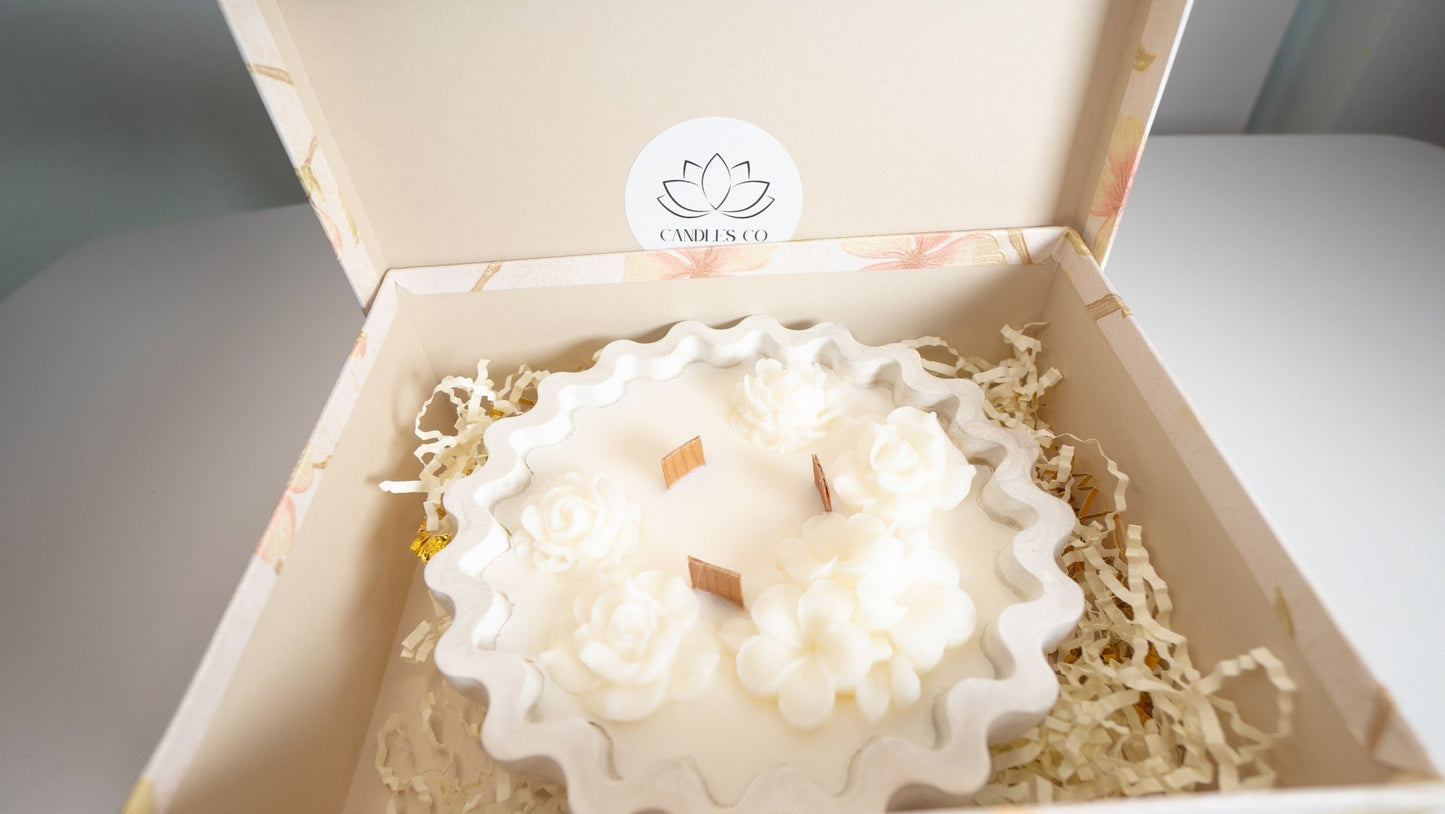 Alabaster Bloom – Handcrafted Luxe Floral Soy Candle Bowl Candle - Candles Co.