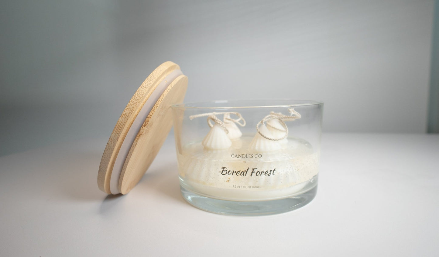 Boreal Forest Winter Candle – Soy & Jelly Wax with Mini Christmas Tree Toppers (24 oz) - Candles Co.