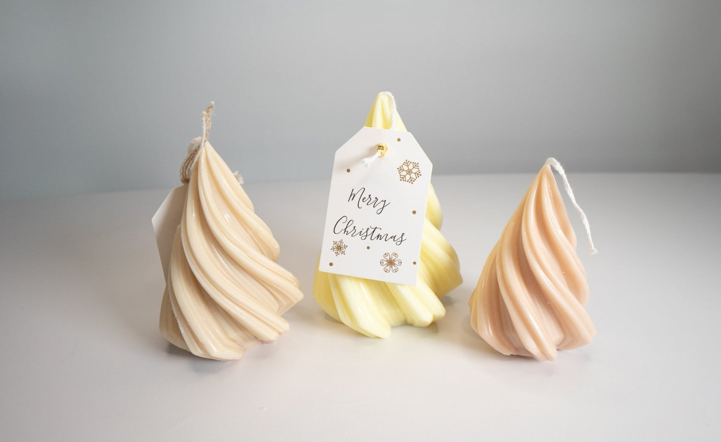 Christmas Tree Candle Trio Set – Handmade Spiral Soy Wax Trees (Choose White, Yellow, or Tri - Color) - Candles Co.