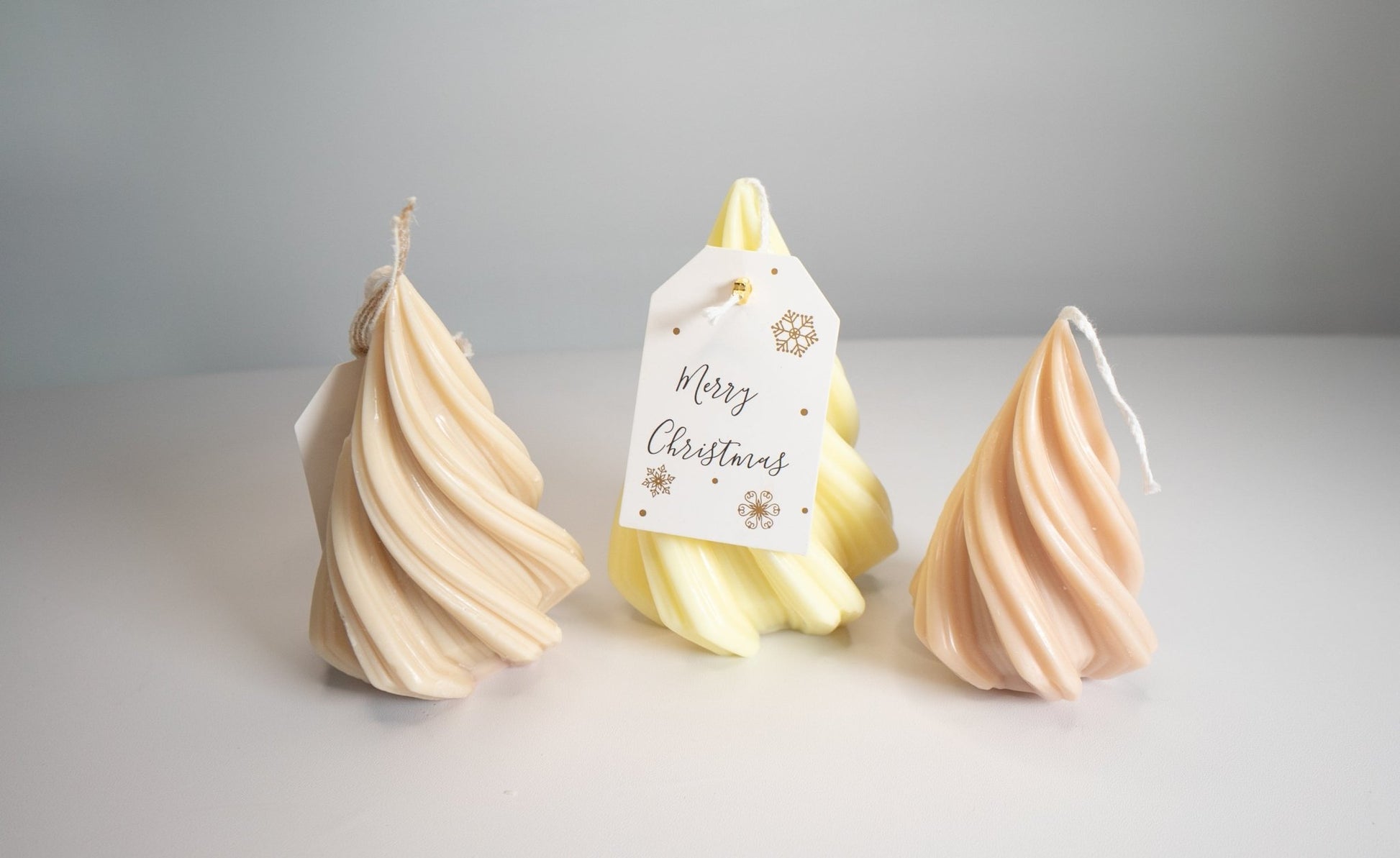 Christmas Tree Candle Trio Set – Handmade Spiral Soy Wax Trees (Choose White, Yellow, or Tri - Color) - Candles Co.