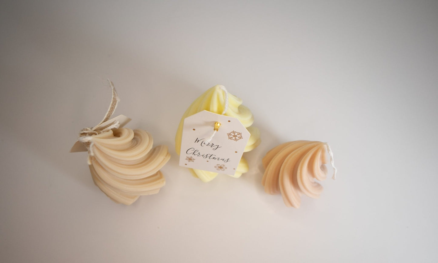 Christmas Tree Candle Trio Set – Handmade Spiral Soy Wax Trees (Choose White, Yellow, or Tri - Color) - Candles Co.