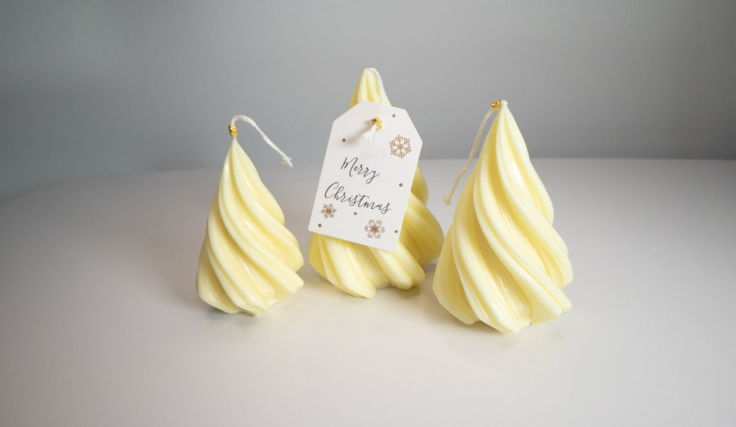 Christmas Tree Candle Trio Set – Handmade Spiral Soy Wax Trees (Choose White, Yellow, or Tri - Color) - Candles Co.