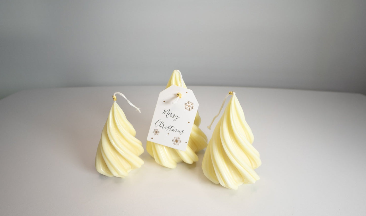 Christmas Tree Candle Trio Set – Handmade Spiral Soy Wax Trees (Choose White, Yellow, or Tri - Color) - Candles Co.