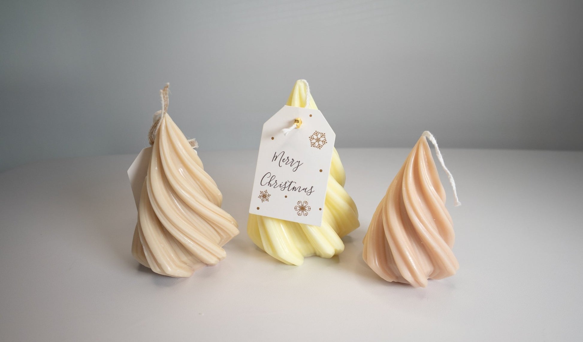Christmas Tree Candle Trio Set – Handmade Spiral Soy Wax Trees (Choose White, Yellow, or Tri - Color) - Candles Co.