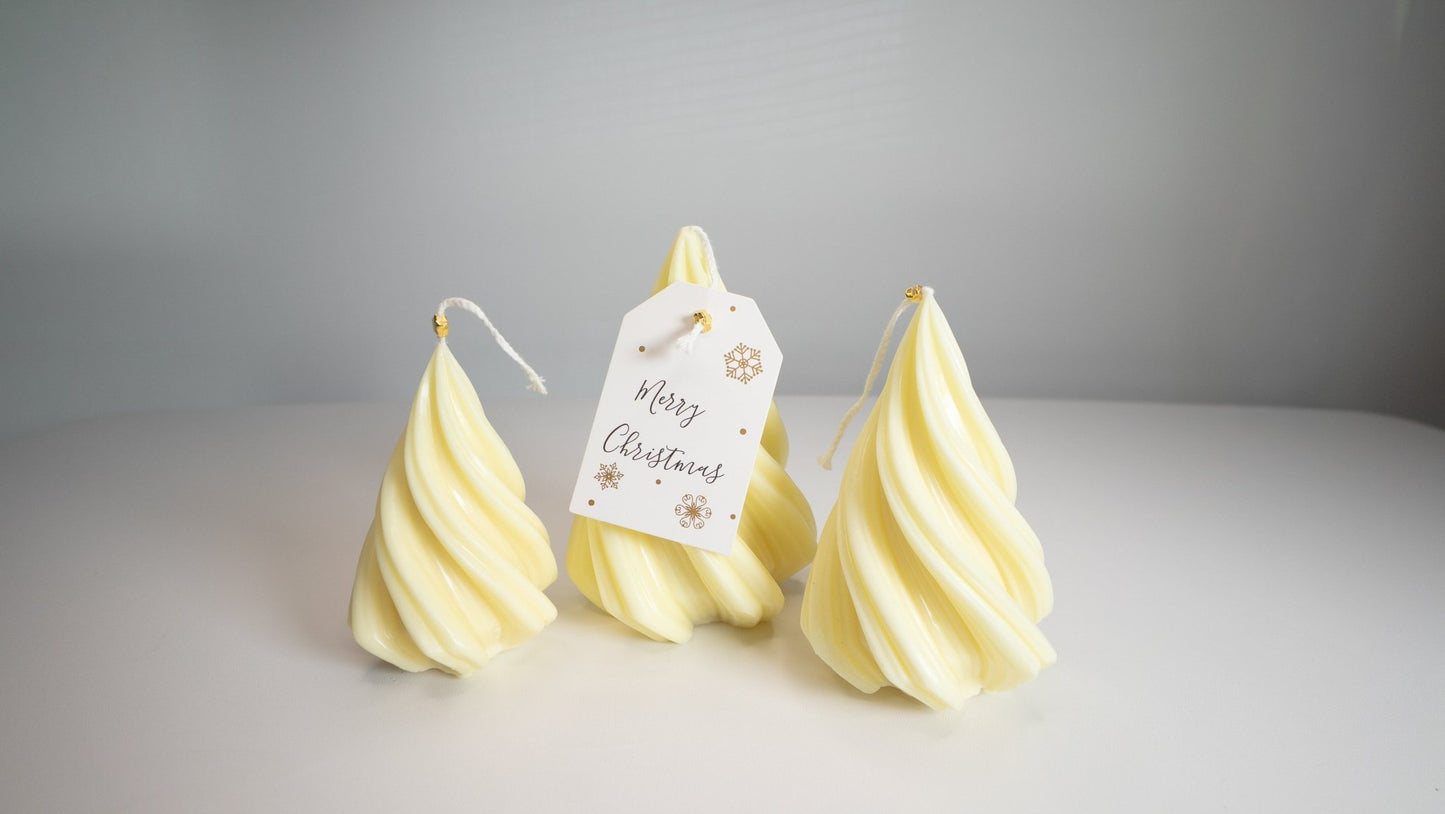 Christmas Tree Candle Trio Set – Handmade Spiral Soy Wax Trees (Choose White, Yellow, or Tri - Color) - Candles Co.