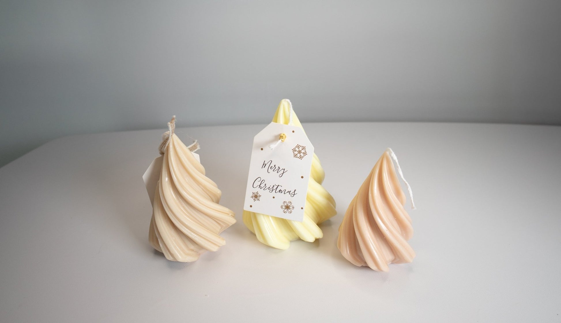 Christmas Tree Candle Trio Set – Handmade Spiral Soy Wax Trees (Choose White, Yellow, or Tri - Color) - Candles Co.