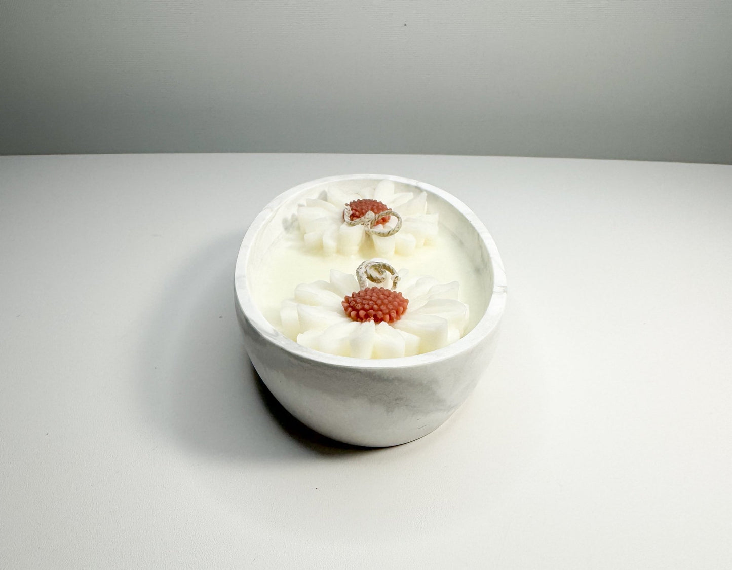 Floral Oval Candle Bowl - Handcrafted Soy Wax with Flower Accents - Candles Co.