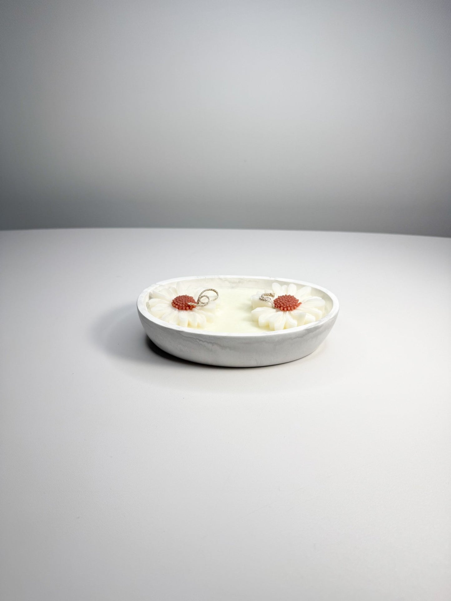 Floral Oval Candle Bowl - Handcrafted Soy Wax with Flower Accents - Candles Co.