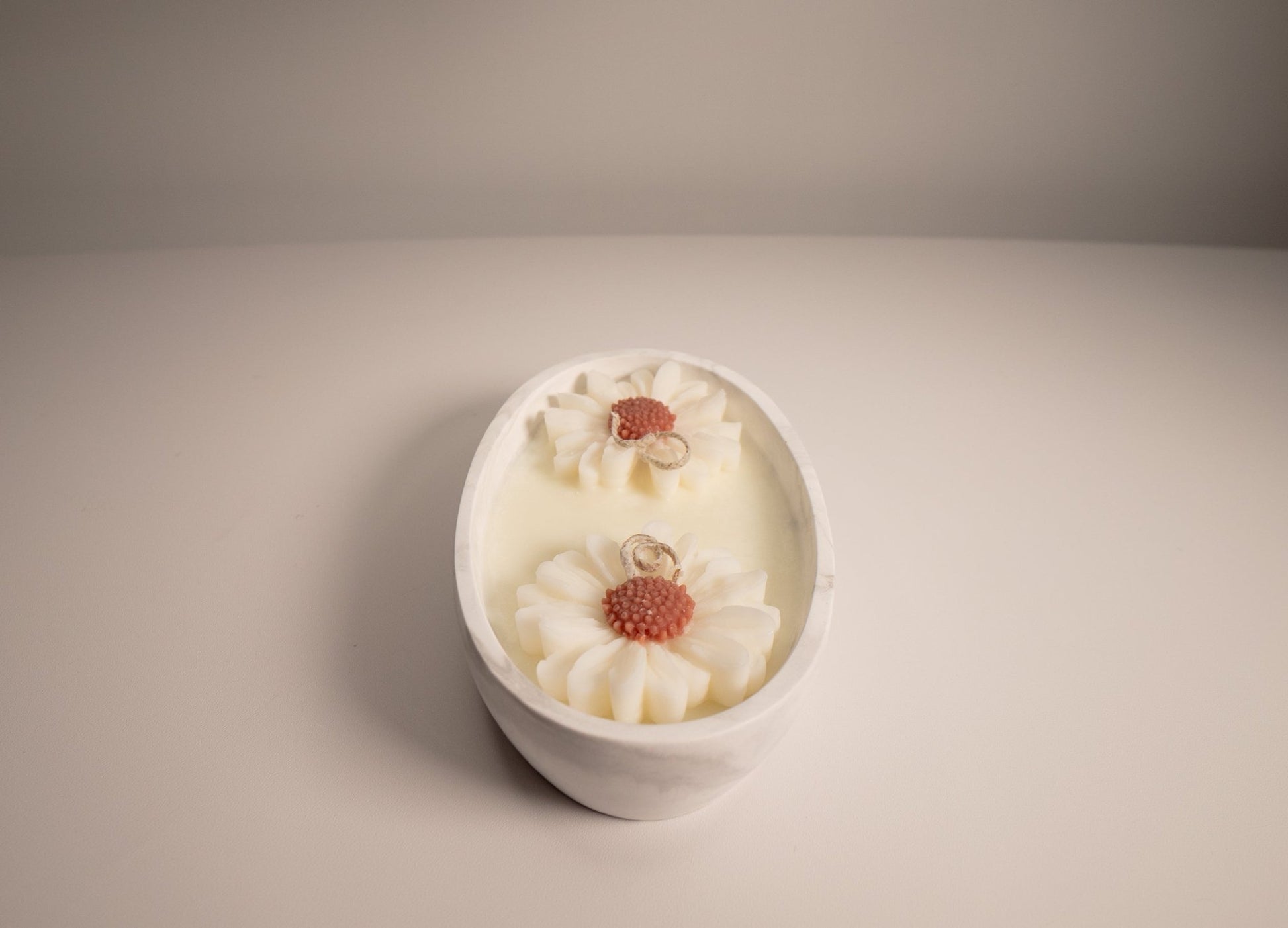 Floral Oval Candle Bowl - Handcrafted Soy Wax with Flower Accents - Candles Co.