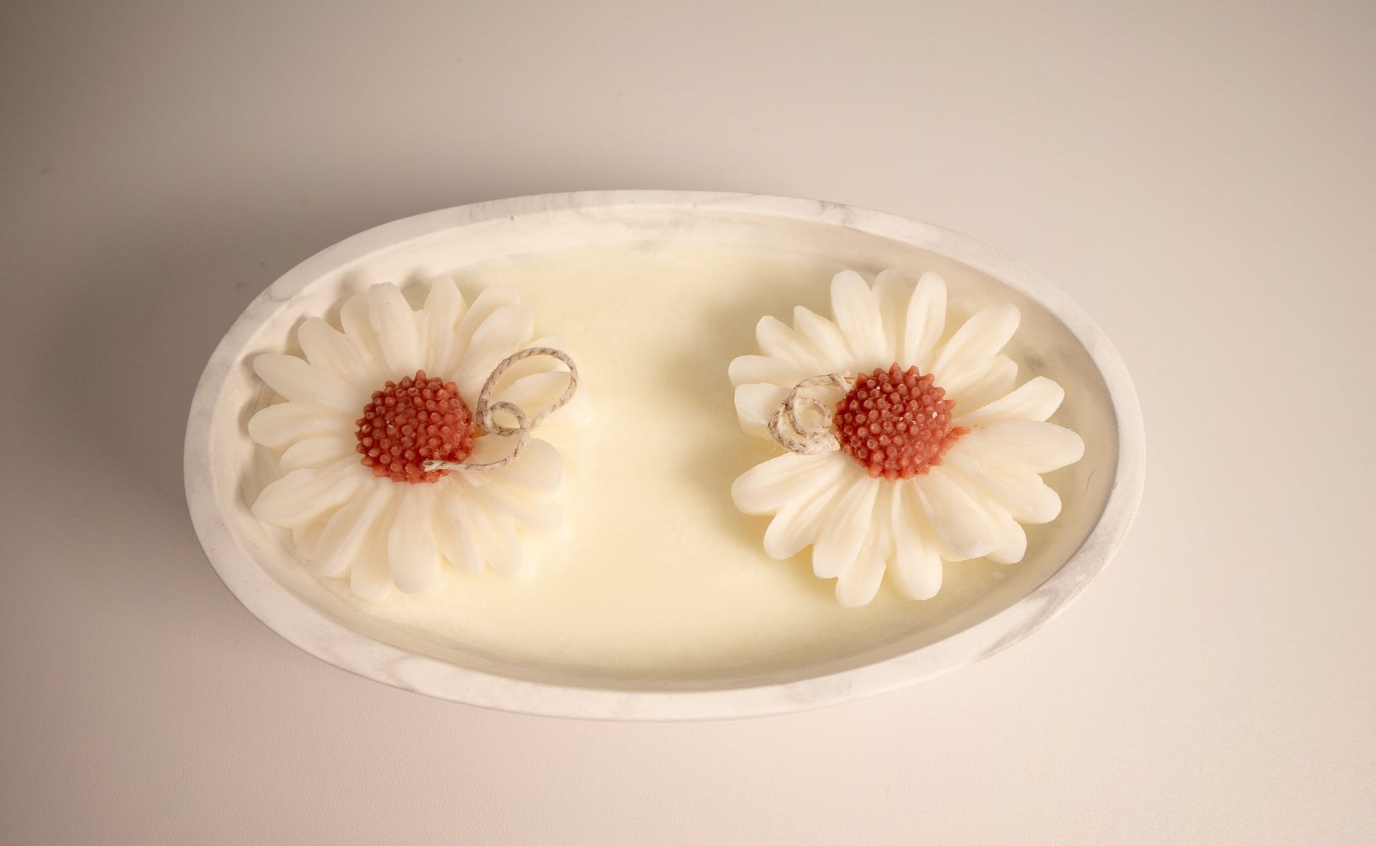 Floral Oval Candle Bowl - Handcrafted Soy Wax with Flower Accents - Candles Co.