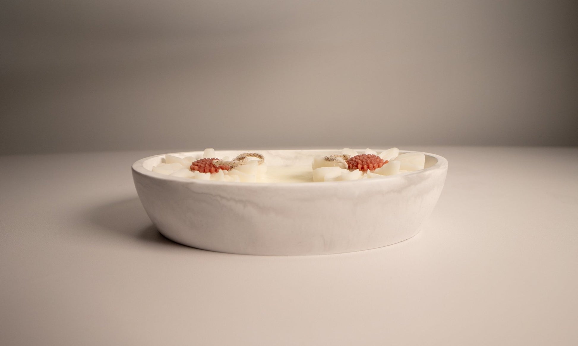 Floral Oval Candle Bowl - Handcrafted Soy Wax with Flower Accents - Candles Co.