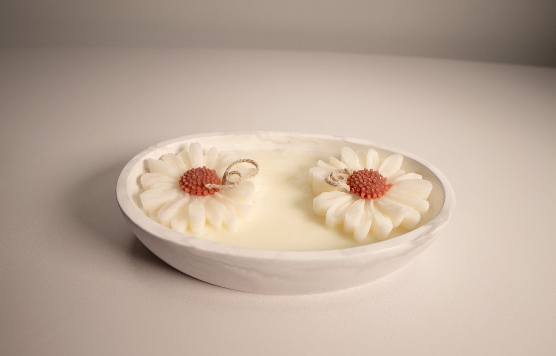 Floral Oval Candle Bowl - Handcrafted Soy Wax with Flower Accents - Candles Co.