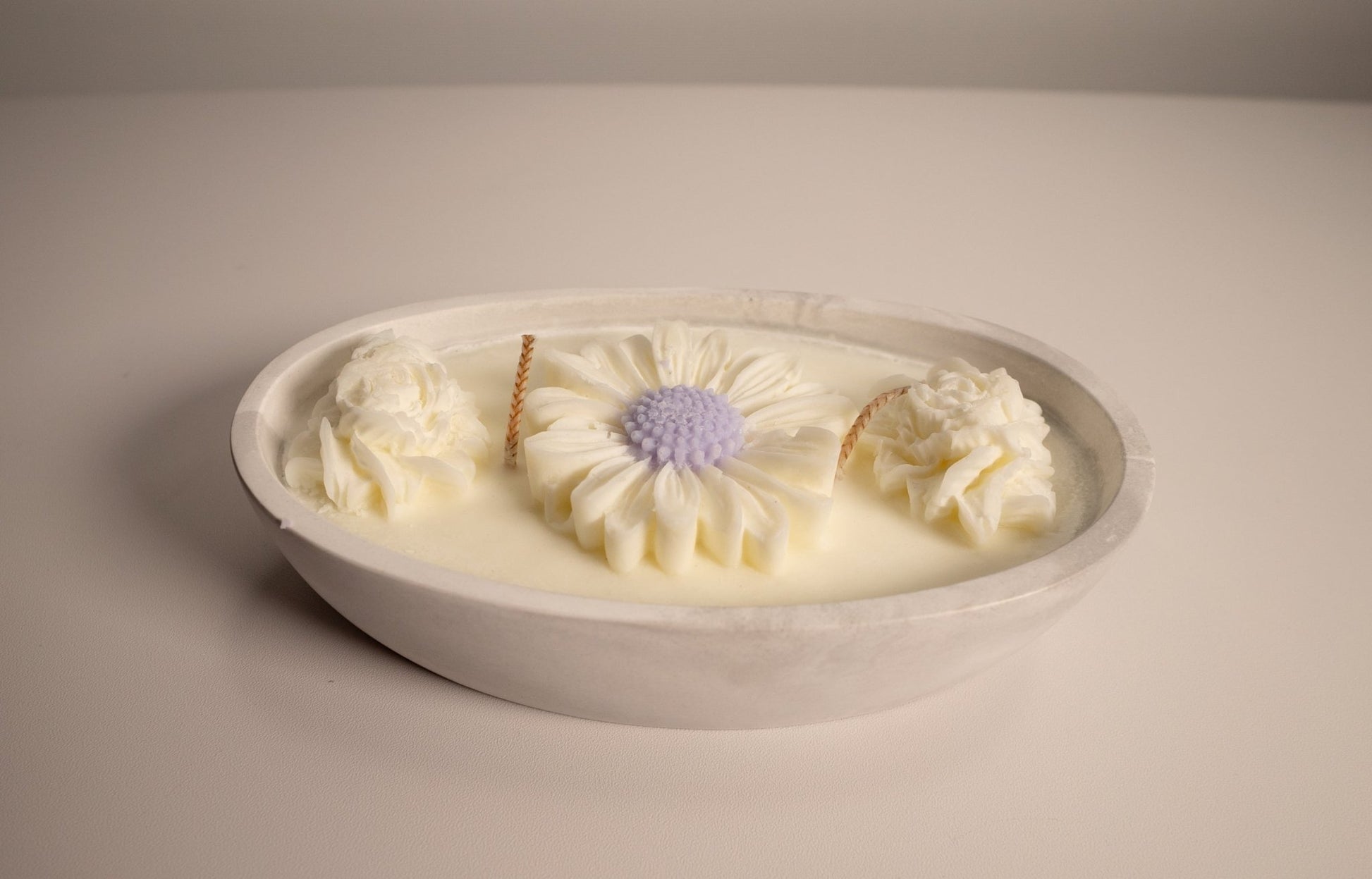 Floral Oval Candle Bowl - Handcrafted Soy Wax with Flower Accents - Candles Co.