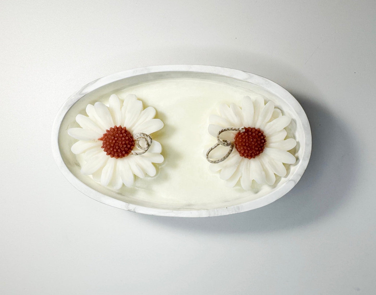 Floral Oval Candle Bowl - Handcrafted Soy Wax with Flower Accents - Candles Co.