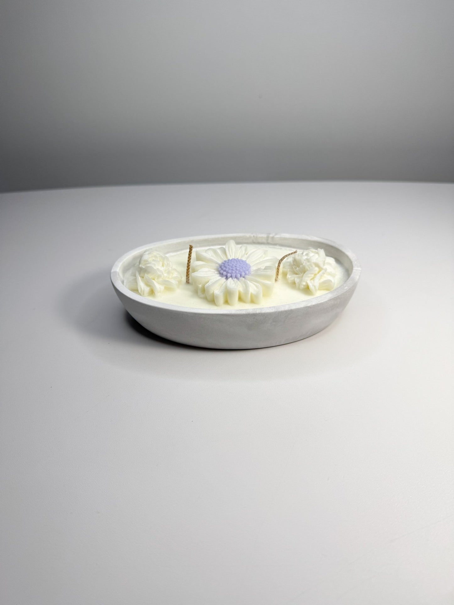 Floral Oval Candle Bowl - Handcrafted Soy Wax with Flower Accents - Candles Co.