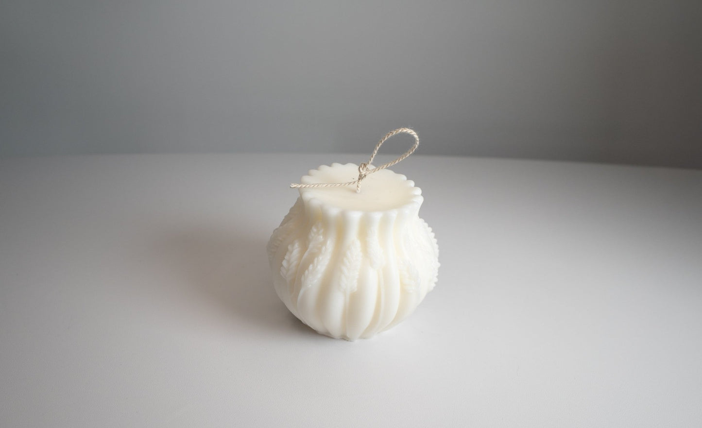 Floral Pillar Candle – Handcrafted Soy Wax with Embossed Lavender Flowers - Candles Co.