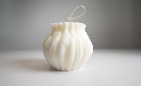 Floral Pillar Candle – Handcrafted Soy Wax with Embossed Lavender Flowers - Candles Co.