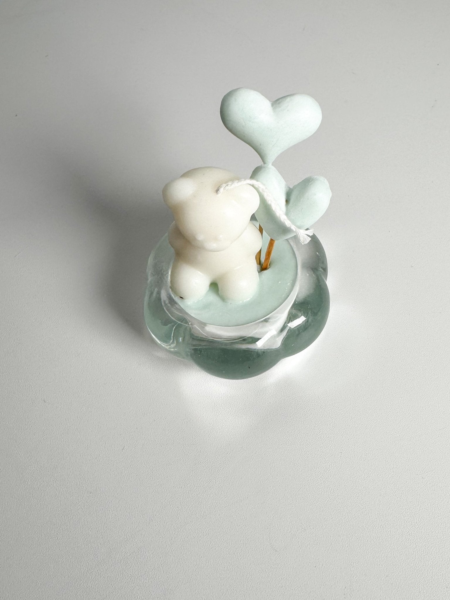 Handmade Bear Cub Soy Wax Candle – Vanilla Scented with Heart Balloons - Candles Co.