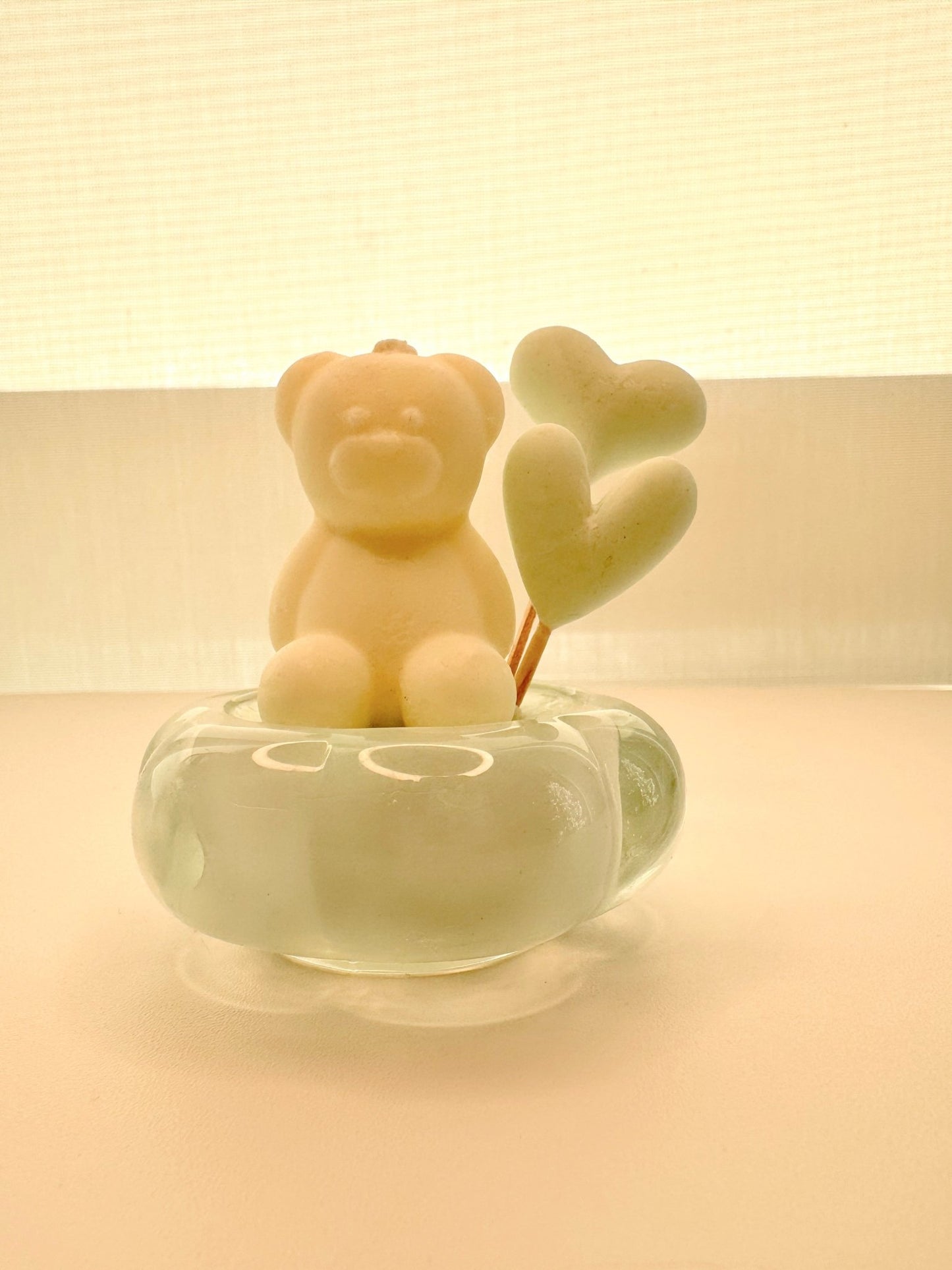 Handmade Bear Cub Soy Wax Candle – Vanilla Scented with Heart Balloons - Candles Co.