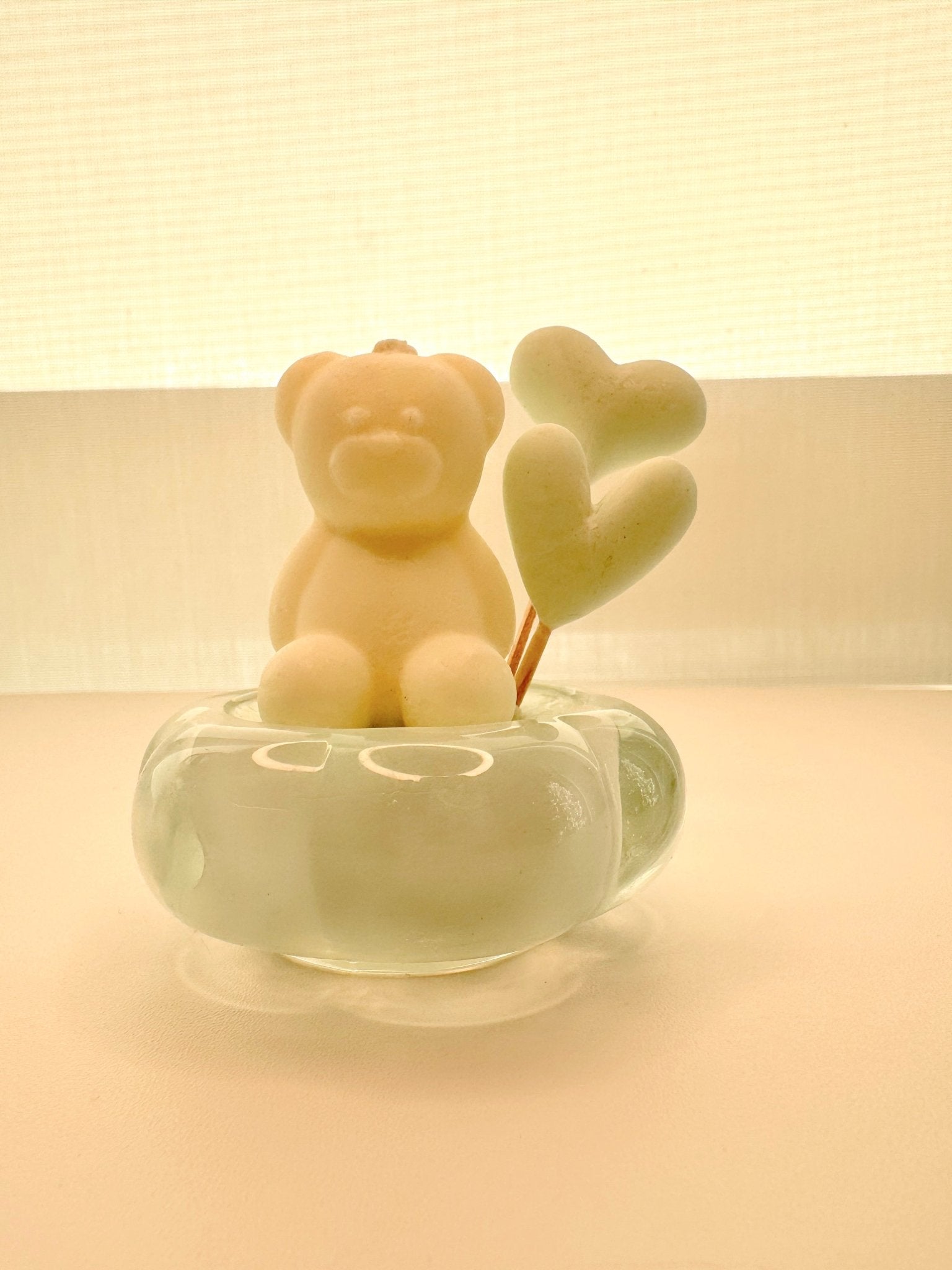 Handmade Bear Cub Soy Wax Candle – Vanilla Scented with Heart Balloons - Candles Co.
