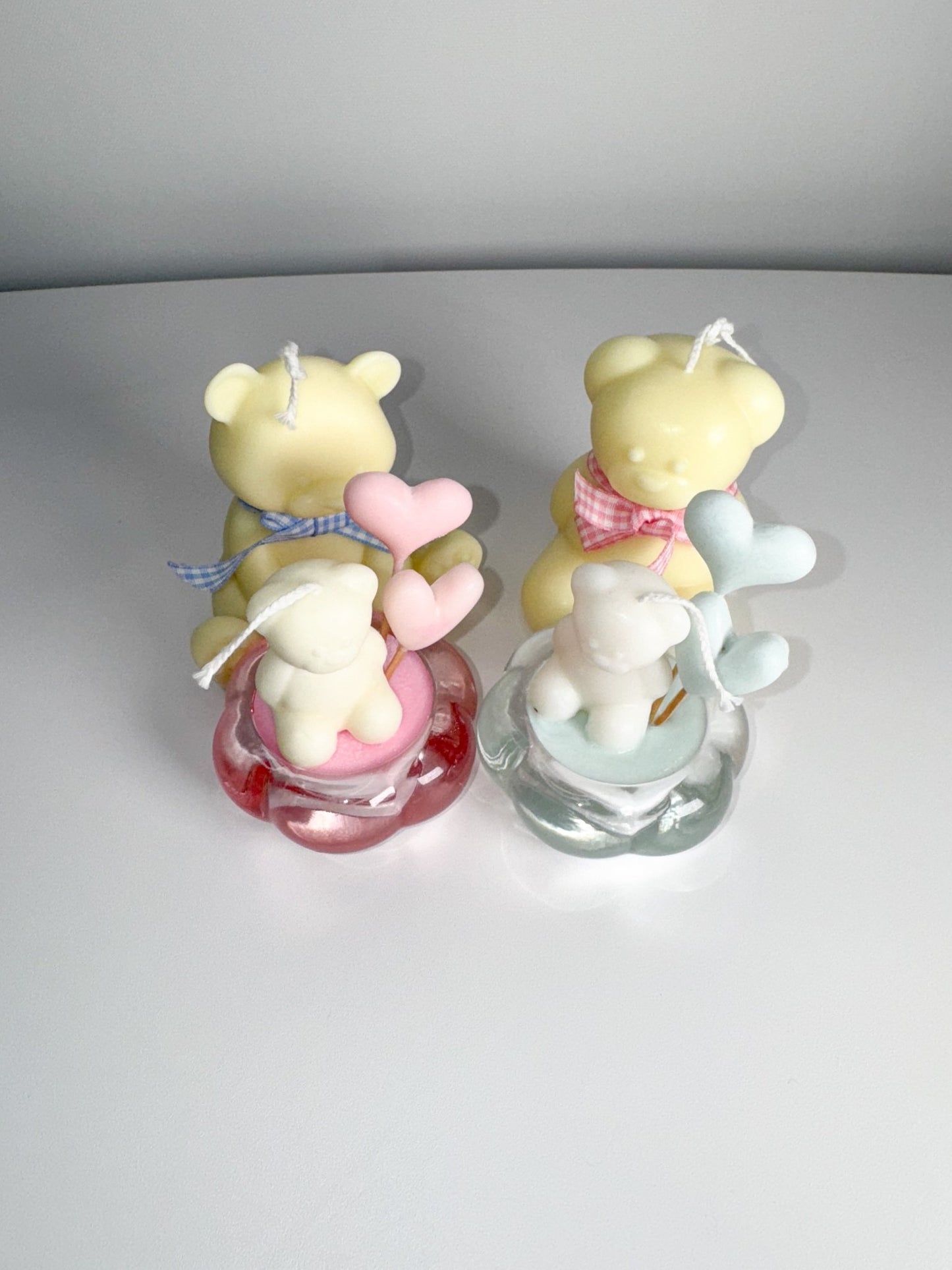 Handmade Bear Cub Soy Wax Candle – Vanilla Scented with Heart Balloons - Candles Co.
