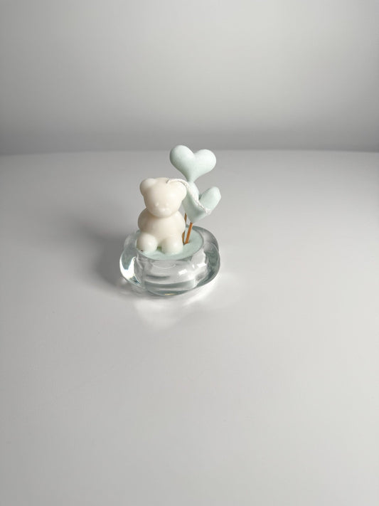 Handmade Bear Cub Soy Wax Candle – Vanilla Scented with Heart Balloons - Candles Co.
