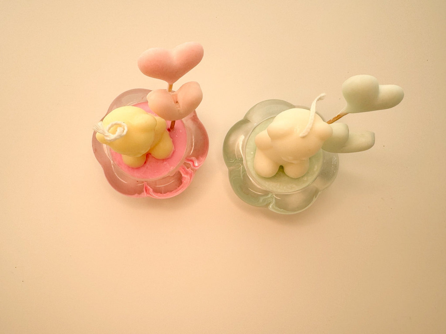 Handmade Bear Cub Soy Wax Candle – Vanilla Scented with Heart Balloons - Candles Co.