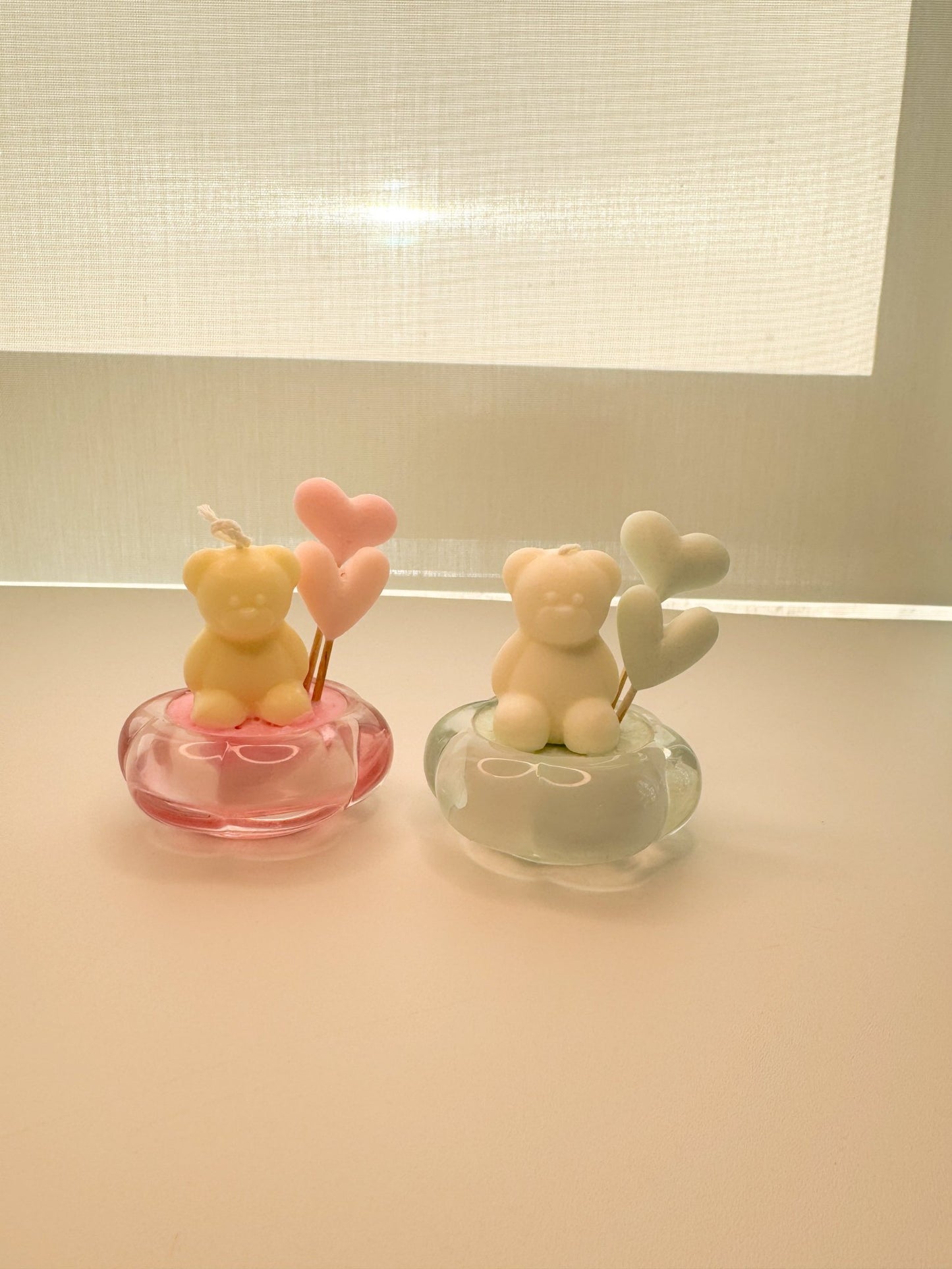 Handmade Bear Cub Soy Wax Candle – Vanilla Scented with Heart Balloons - Candles Co.