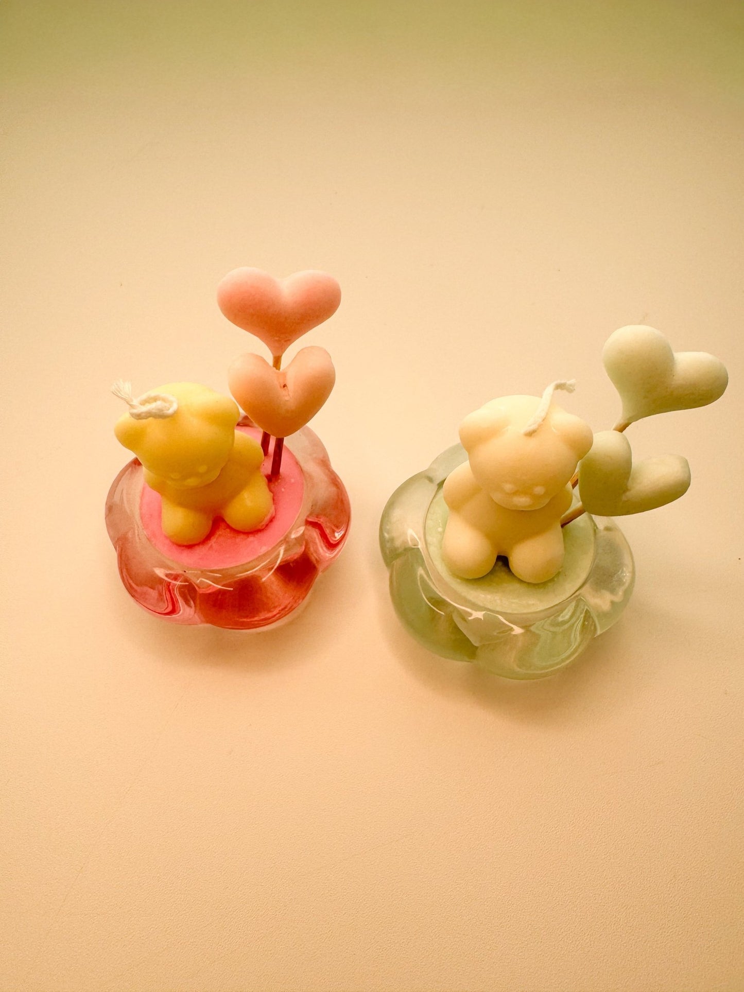 Handmade Bear Cub Soy Wax Candle – Vanilla Scented with Heart Balloons - Candles Co.