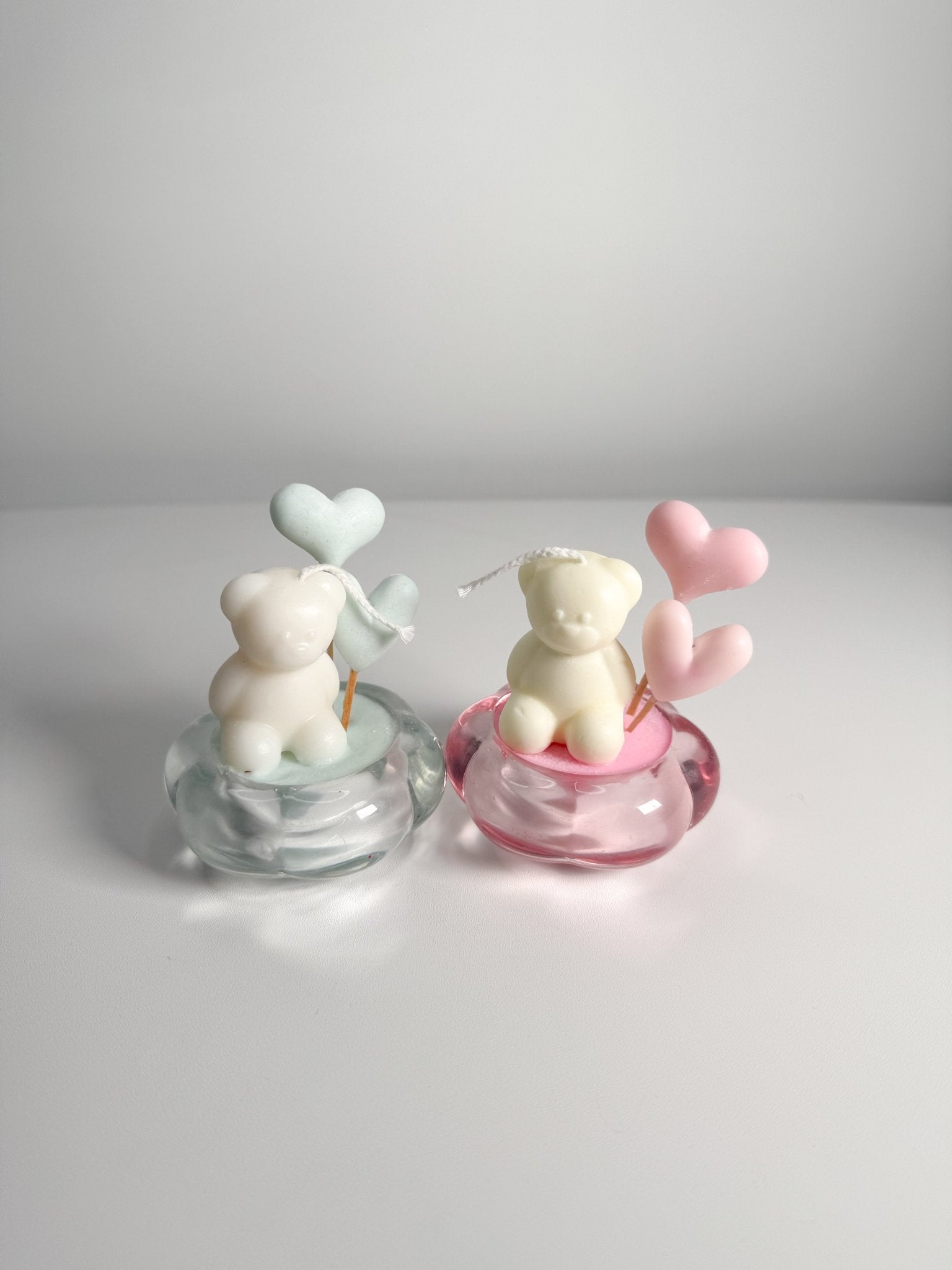 Handmade Bear Cub Soy Wax Candle – Vanilla Scented with Heart Balloons - Candles Co.
