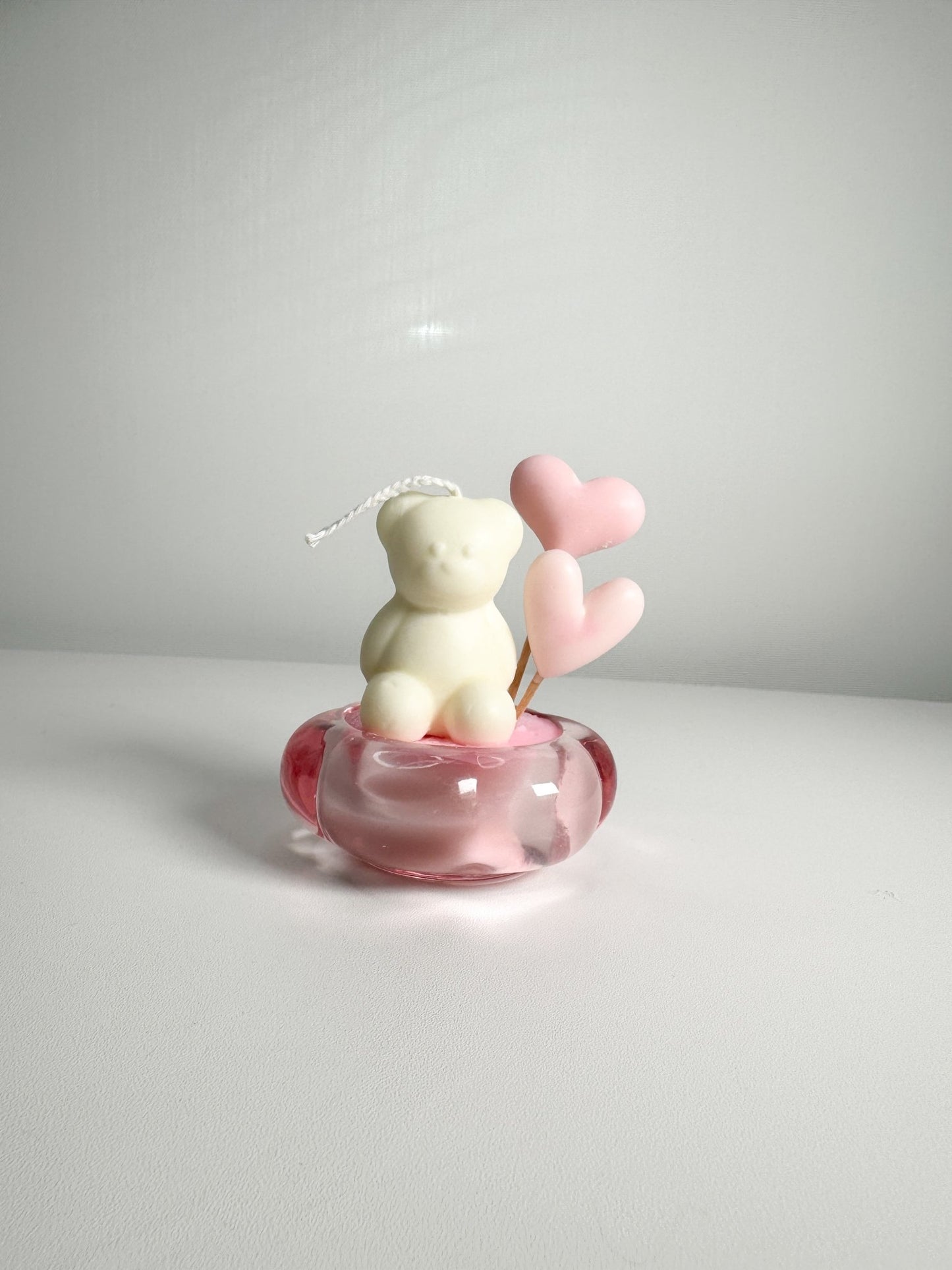 Handmade Bear Cub Soy Wax Candle – Vanilla Scented with Heart Balloons - Candles Co.