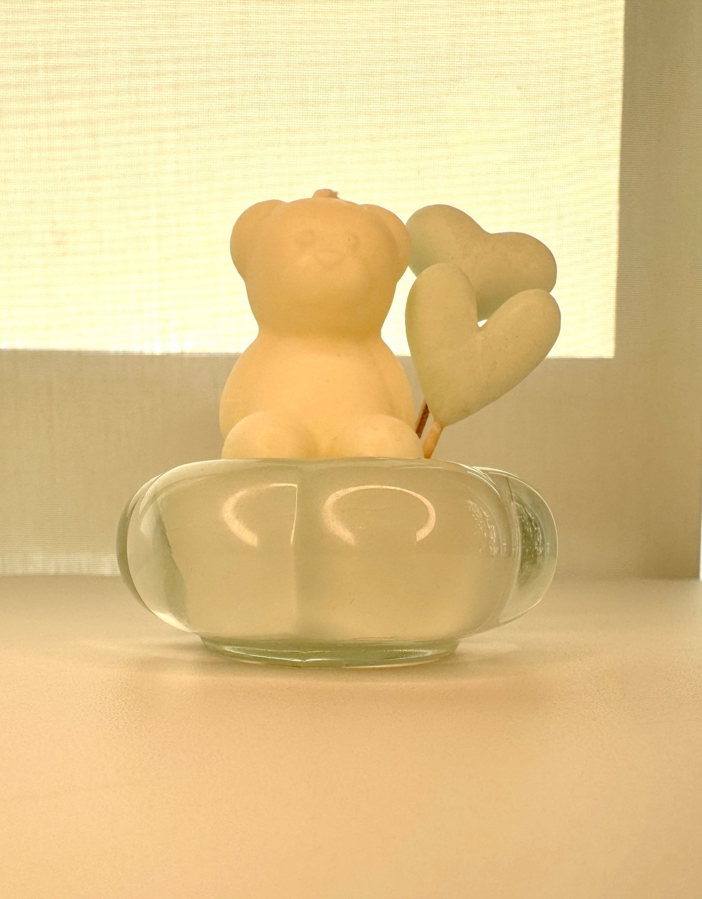 Handmade Bear Cub Soy Wax Candle – Vanilla Scented with Heart Balloons - Candles Co.