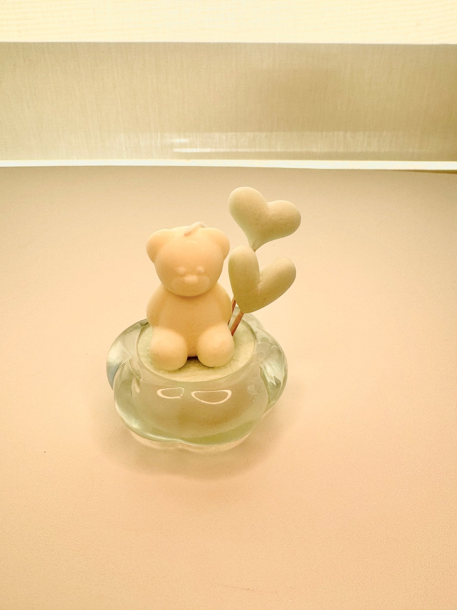 Handmade Bear Cub Soy Wax Candle – Vanilla Scented with Heart Balloons - Candles Co.