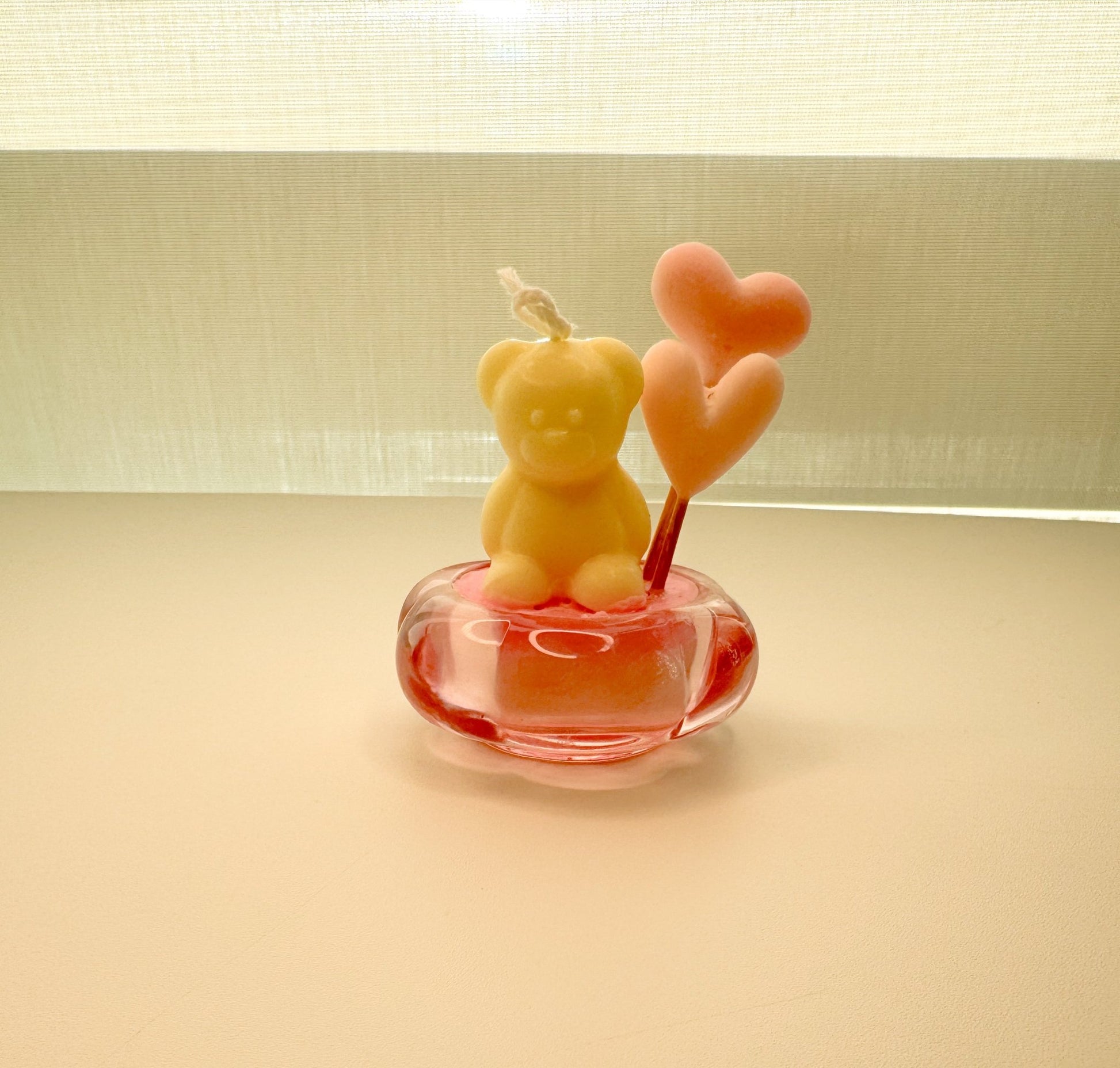Handmade Bear Cub Soy Wax Candle – Vanilla Scented with Heart Balloons - Candles Co.