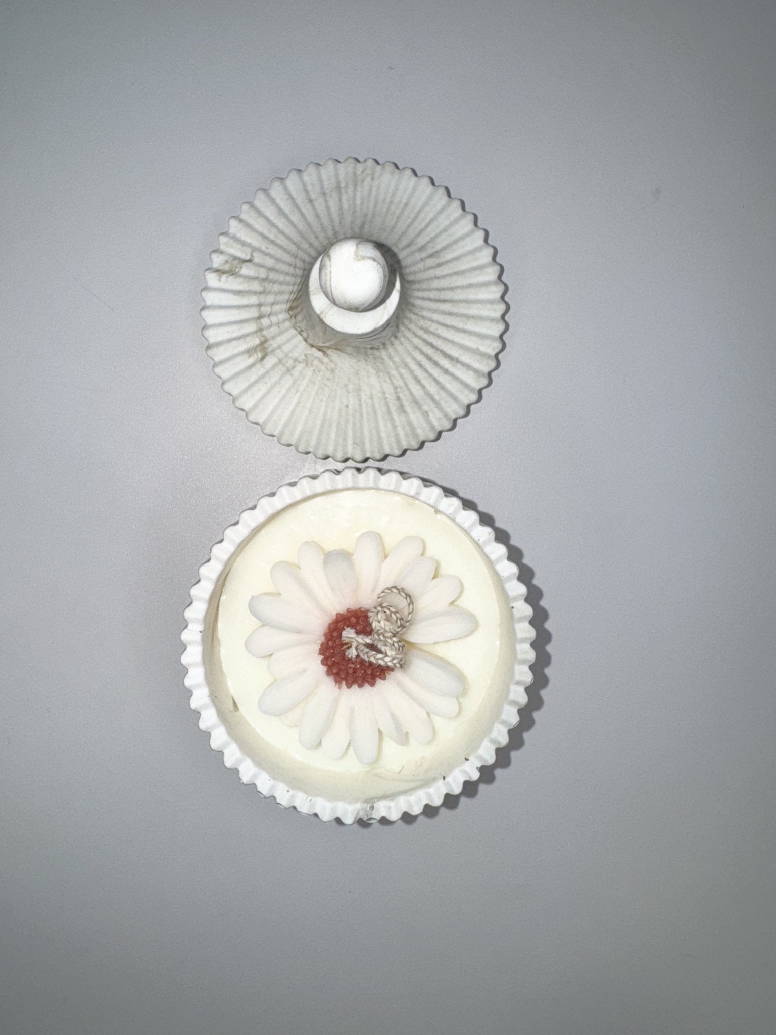 Handmade Eco Resin Ribbed Candle Bowl with Lid | Soy Wax Daisy Flower Candle - Candles Co.