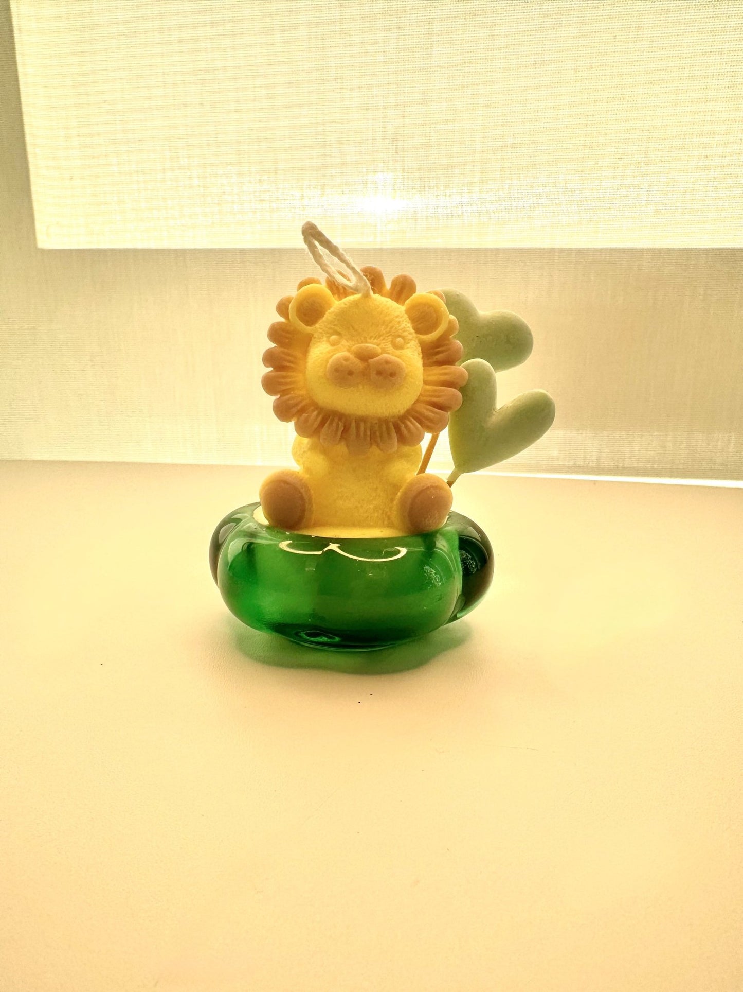 Handmade Lion Cub Soy Candle with Heart Balloons – Vanilla Scented Baby Shower Favor - Candles Co.