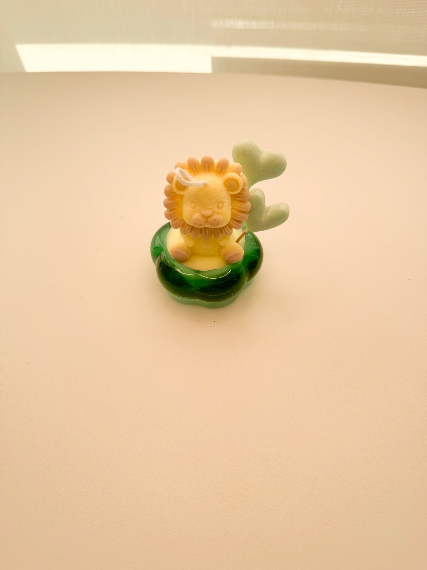 Handmade Lion Cub Soy Candle with Heart Balloons – Vanilla Scented Baby Shower Favor - Candles Co.