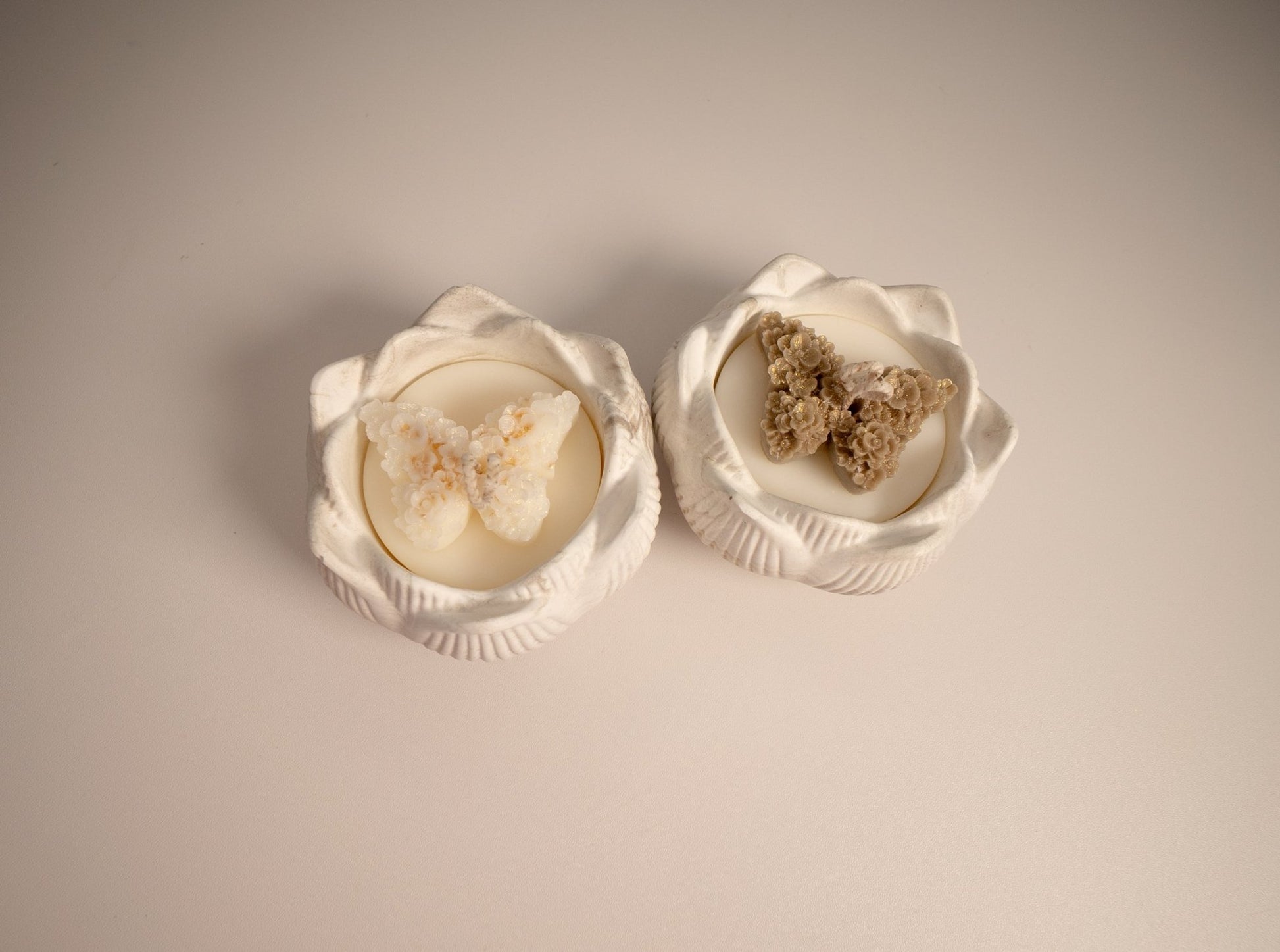 Lotus Blossom Eco Resin Candle Bowl with Shiny Butterfly Topper - Candles Co.