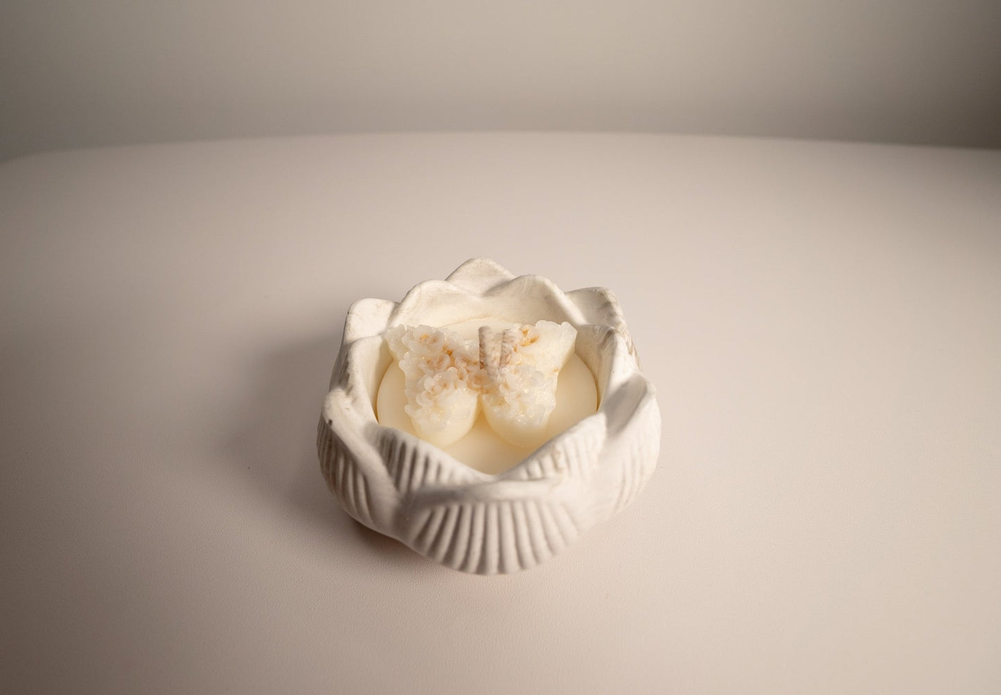 Lotus Blossom Eco Resin Candle Bowl with Shiny Butterfly Topper - Candles Co.