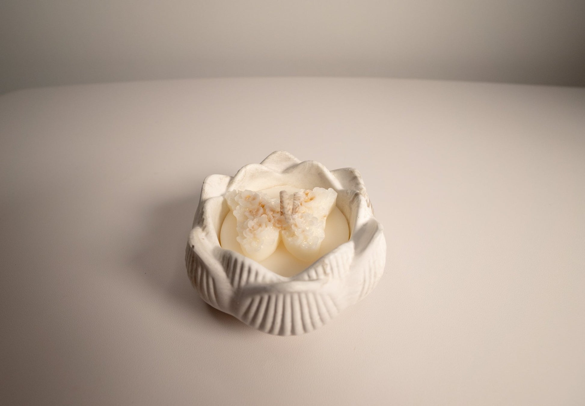 Lotus Blossom Eco Resin Candle Bowl with Shiny Butterfly Topper - Candles Co.