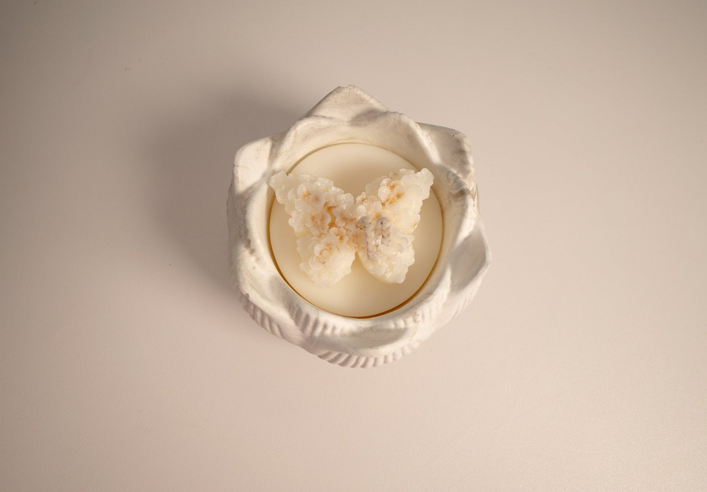 Lotus Blossom Eco Resin Candle Bowl with Shiny Butterfly Topper - Candles Co.
