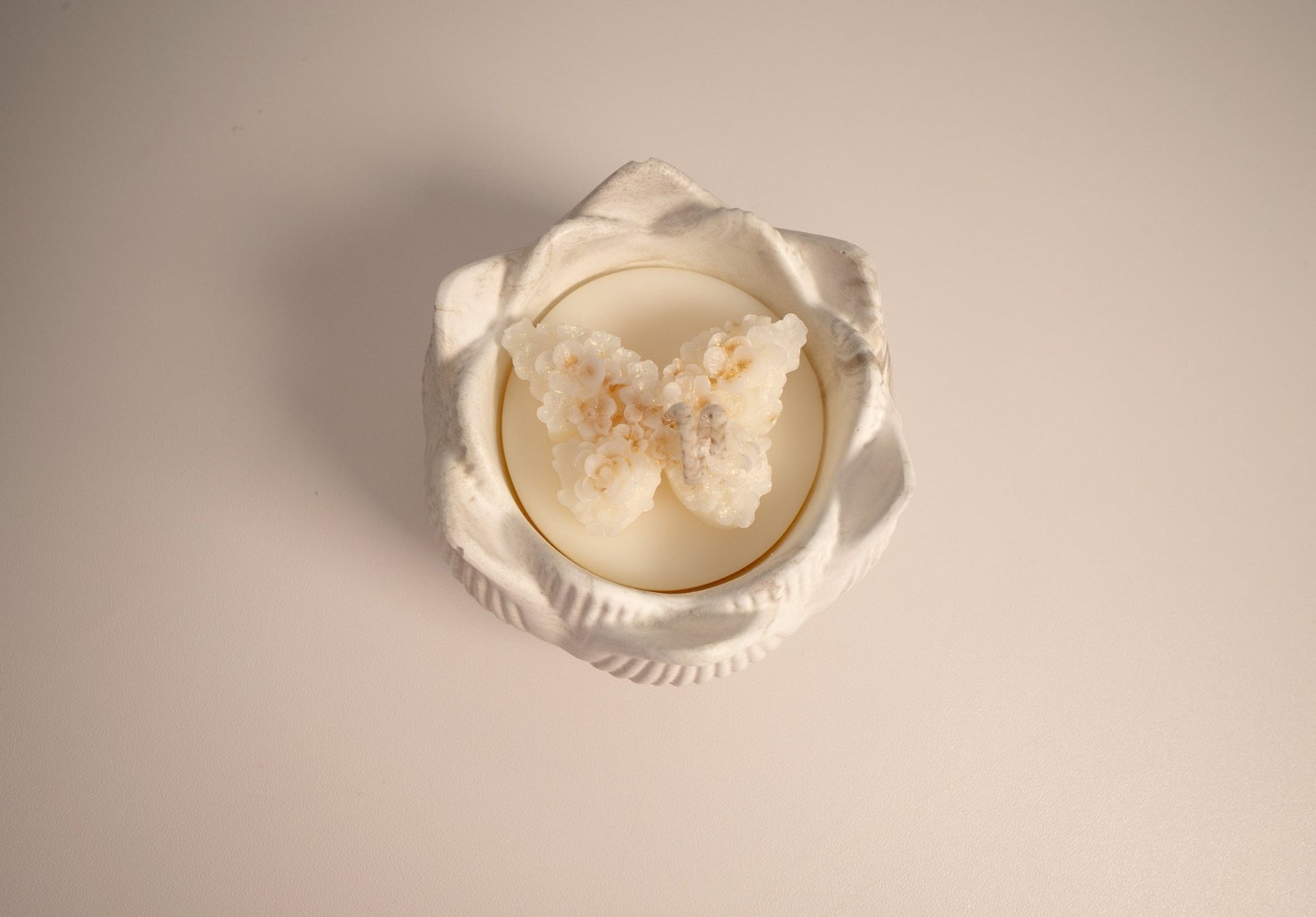 Lotus Blossom Eco Resin Candle Bowl with Shiny Butterfly Topper - Candles Co.