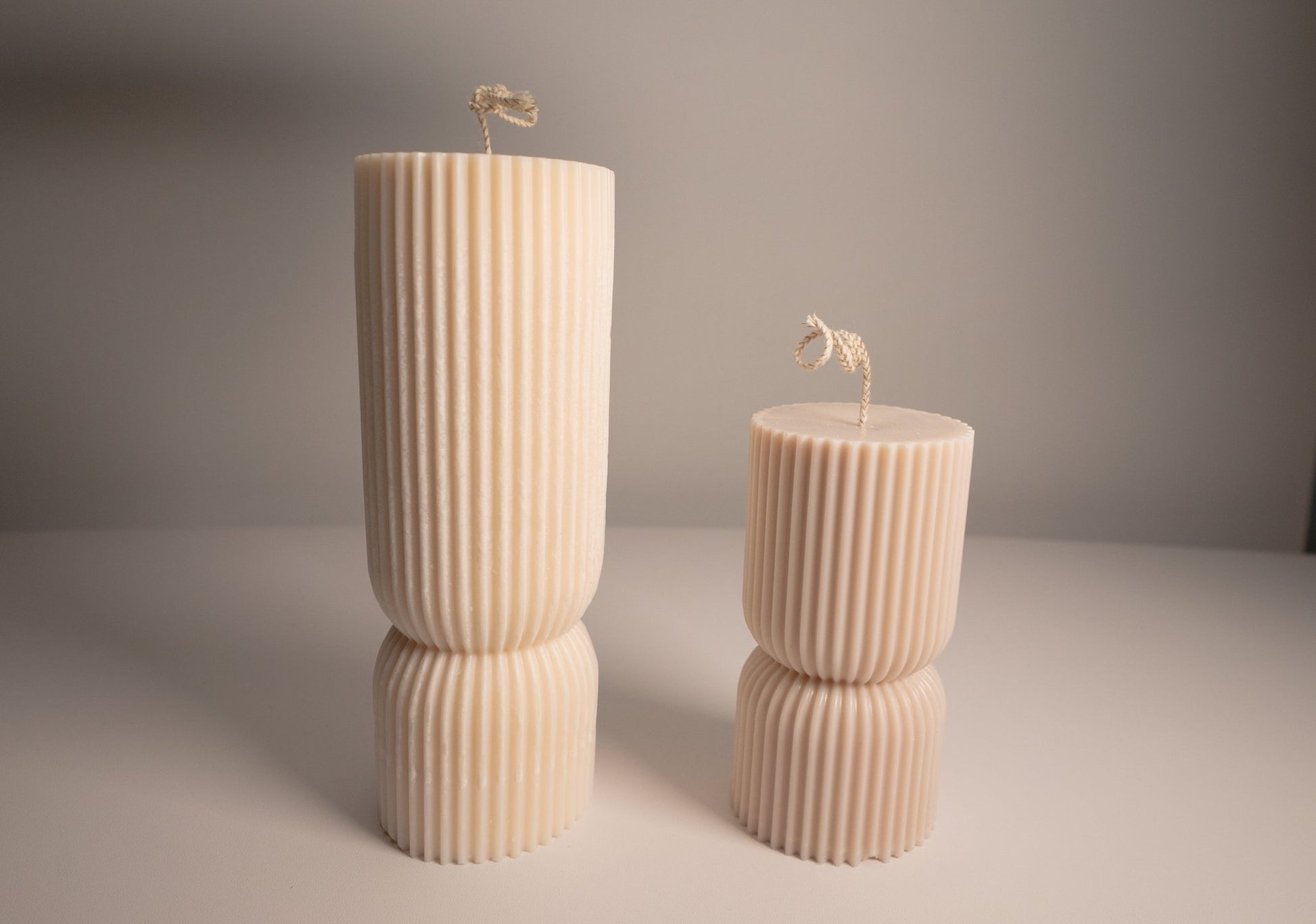 Short Hourglass Ribbed Pillar Candle 6 Oz|4" Tall - Candles Co.