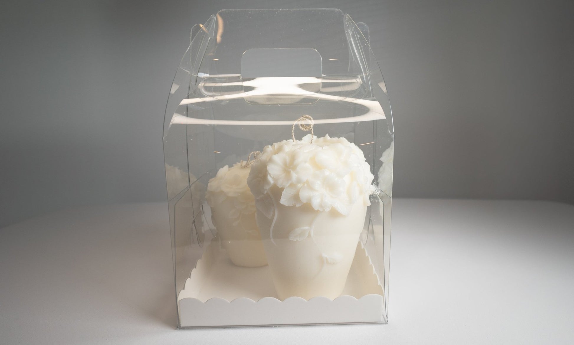 Tall Floral Pillar Candle – Handcrafted Soy Wax with Embossed Gardenia Vine Flowers - Candles Co.