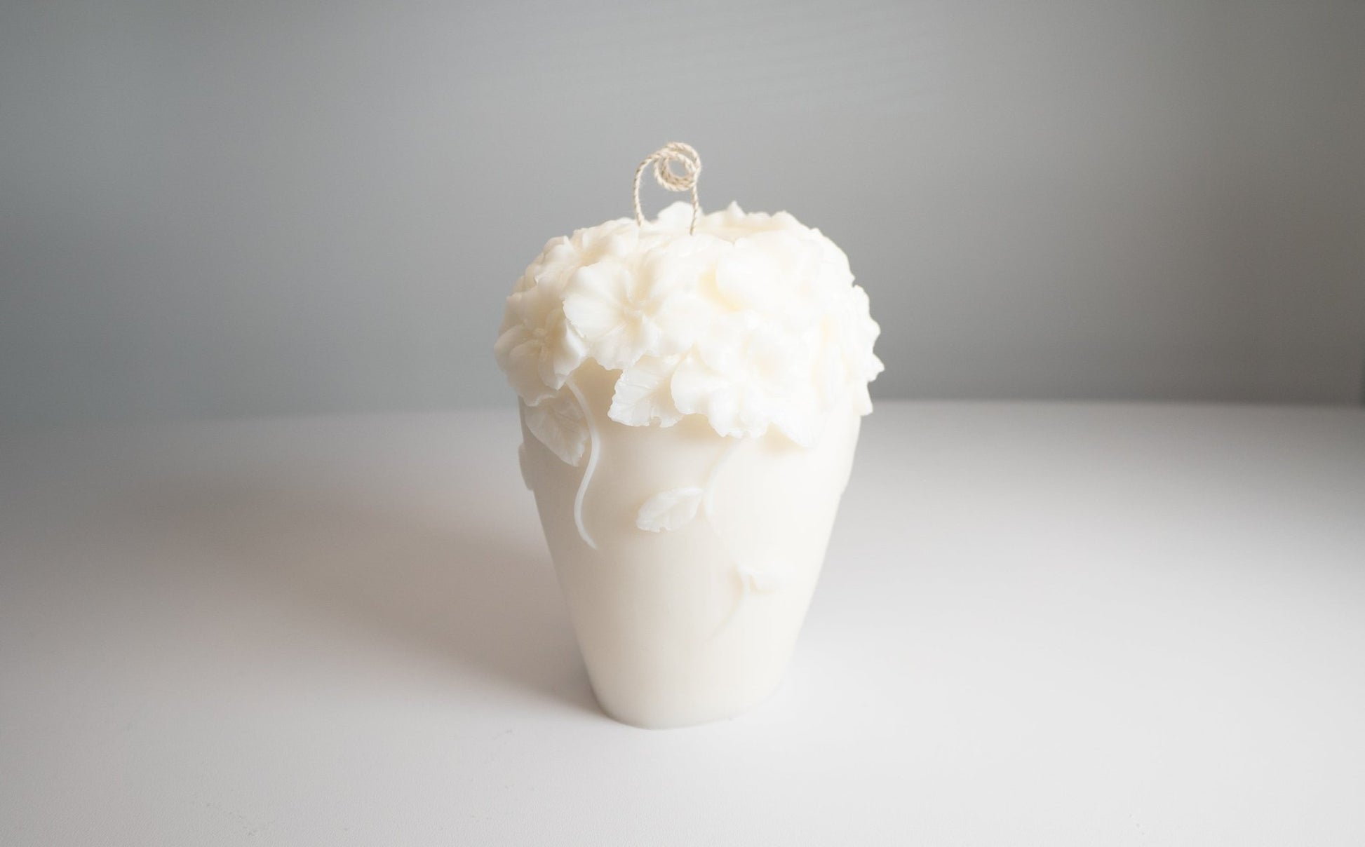 Tall Floral Pillar Candle – Handcrafted Soy Wax with Embossed Gardenia Vine Flowers - Candles Co.