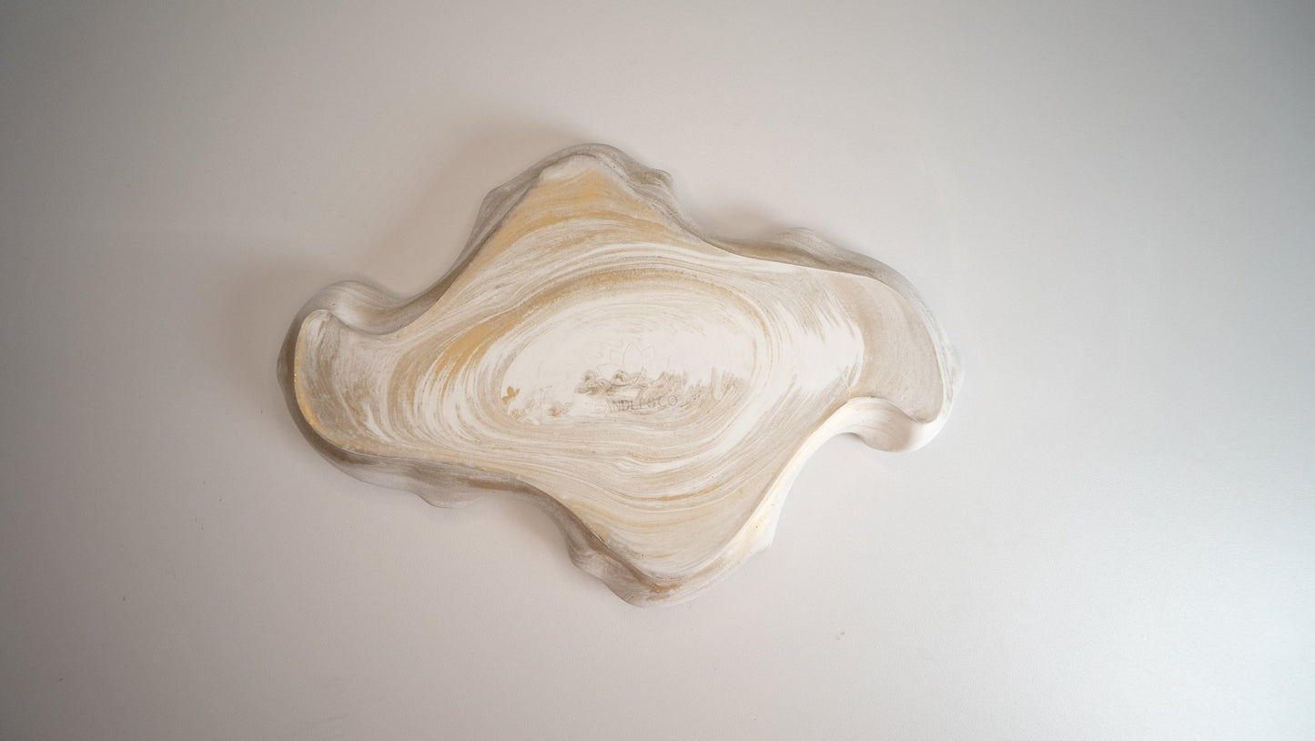 Vintage Gold Drift Tray - Eco resin stone freeform candle holder - Candles Co.